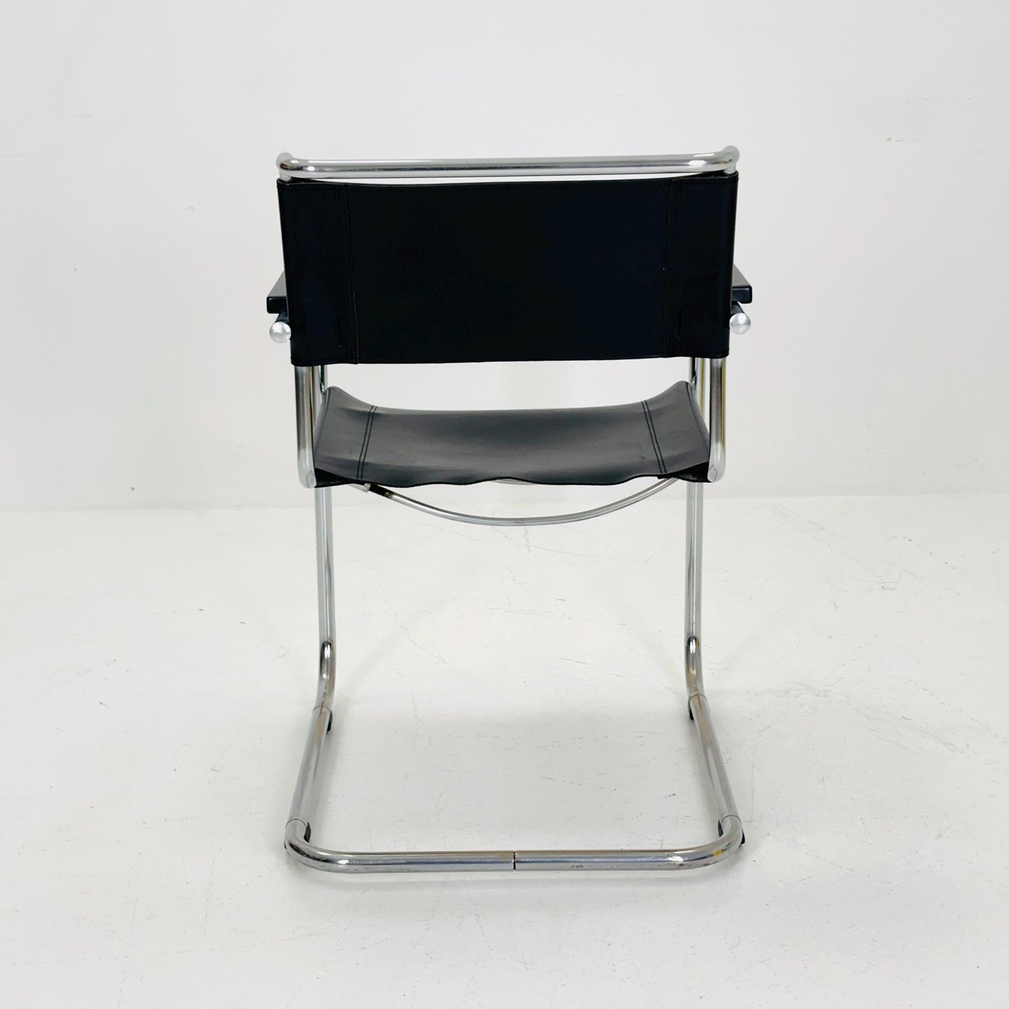 Bauhaus black leather iconic armchair by Mart Stam for Thonet 1980s