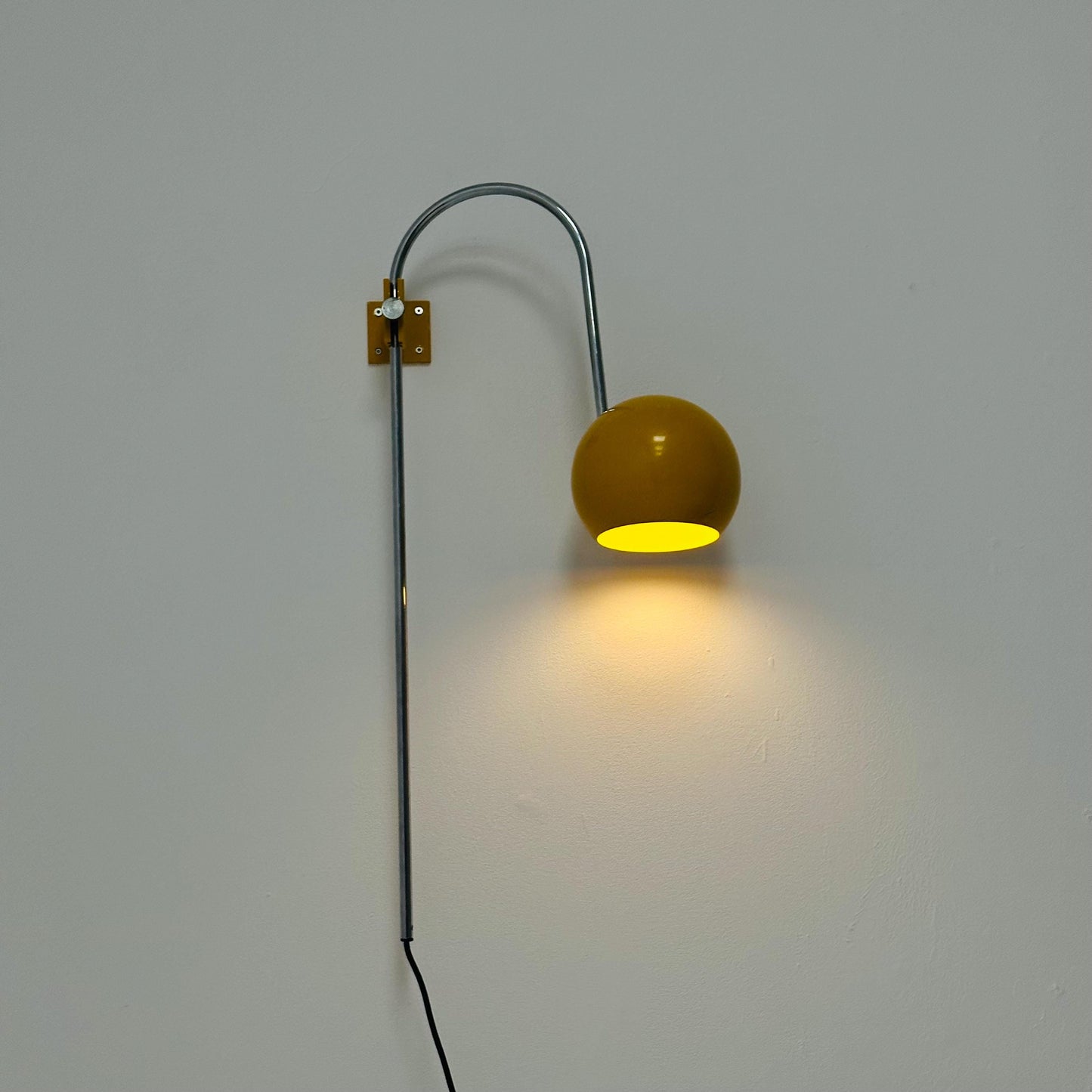 Space age Adjustable Wall Lamp by Kontakt-Werkstätten, Yellow Mid-Century Modern Light ,1970s