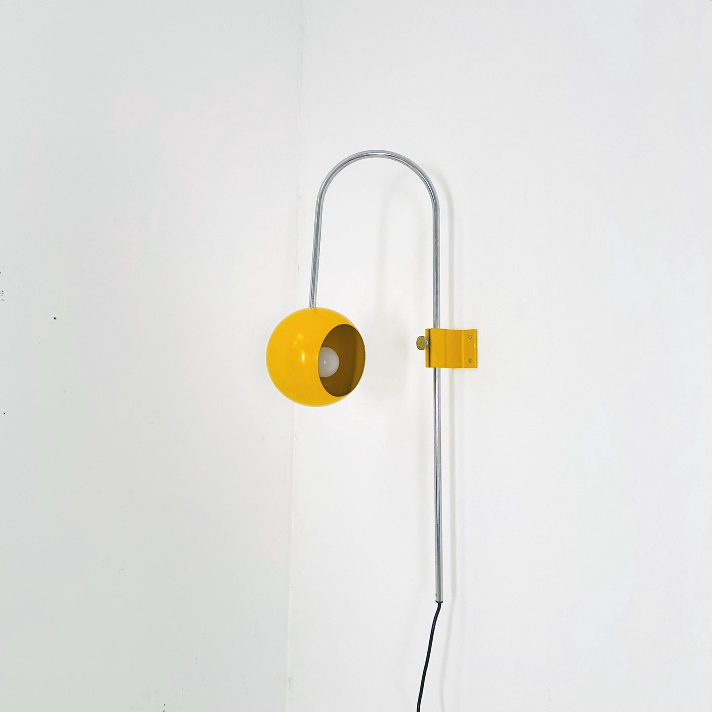 Space age Adjustable Wall Lamp by Kontakt-Werkstätten, Yellow Mid-Century Modern Light ,1970s