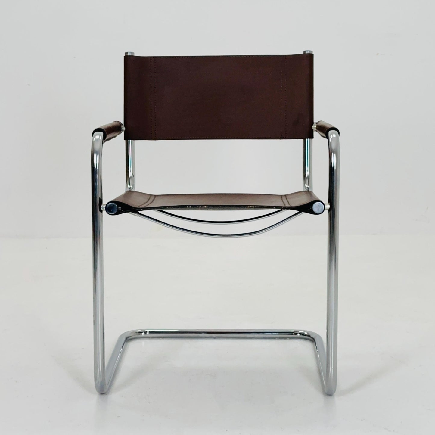 Mid century Bauhaus B34 brown leather cantilevered chair by Mart Stam for Jox Interni italy 1980s