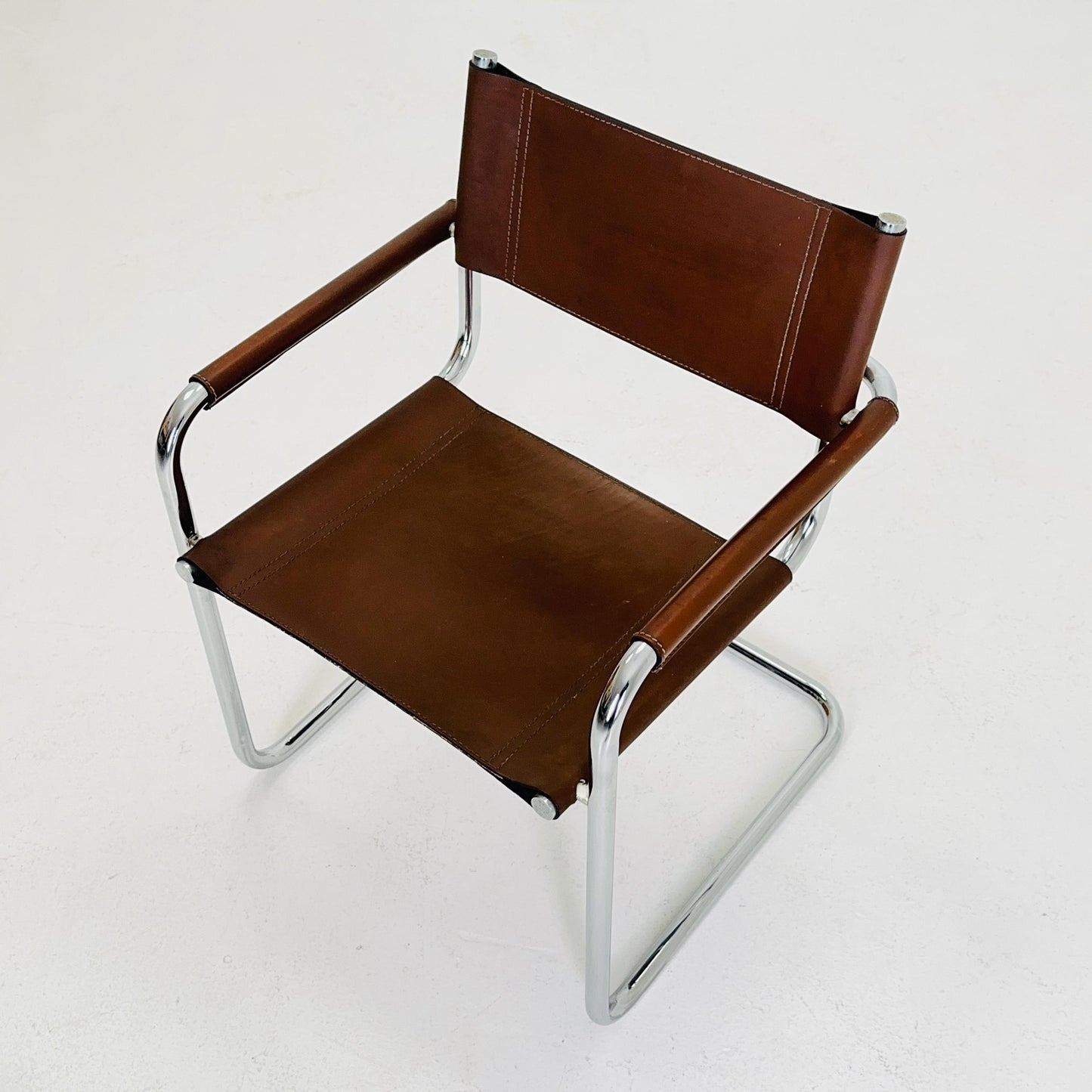 Mid century Bauhaus B34 brown leather cantilevered chair by Mart Stam for Jox Interni italy 1980s