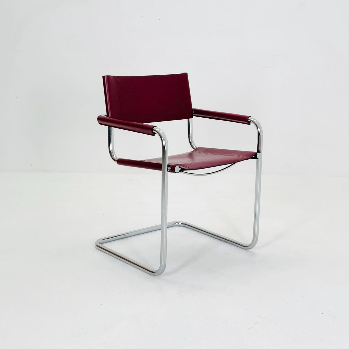 Mid century wine red Model MG5 Centro Studi wine red chair by Mart Stam & Marcel Breuer , 1970s