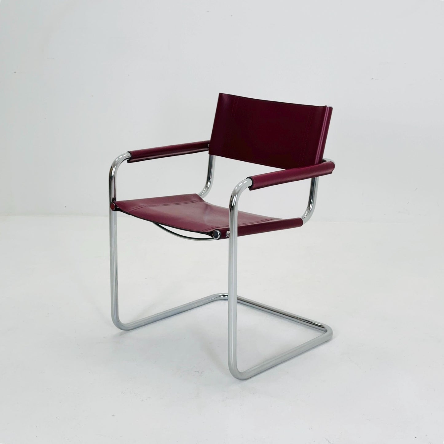 Mid century wine red Model MG5 Centro Studi wine red chair by Mart Stam & Marcel Breuer , 1970s
