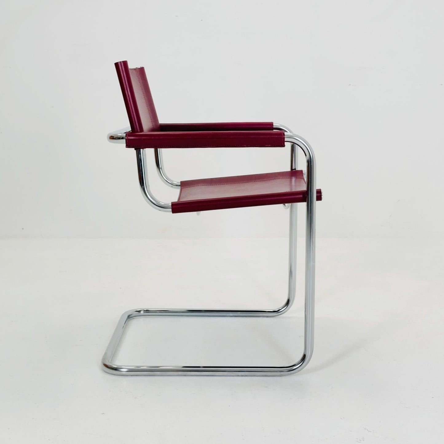 Mid century wine red Model MG5 Centro Studi wine red chair by Mart Stam & Marcel Breuer , 1970s