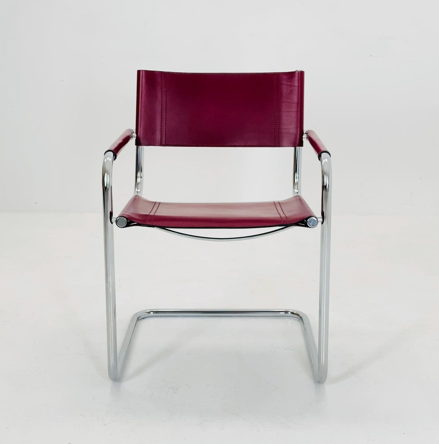 Mid century wine red Model MG5 Centro Studi wine red chair by Mart Stam & Marcel Breuer , 1970s