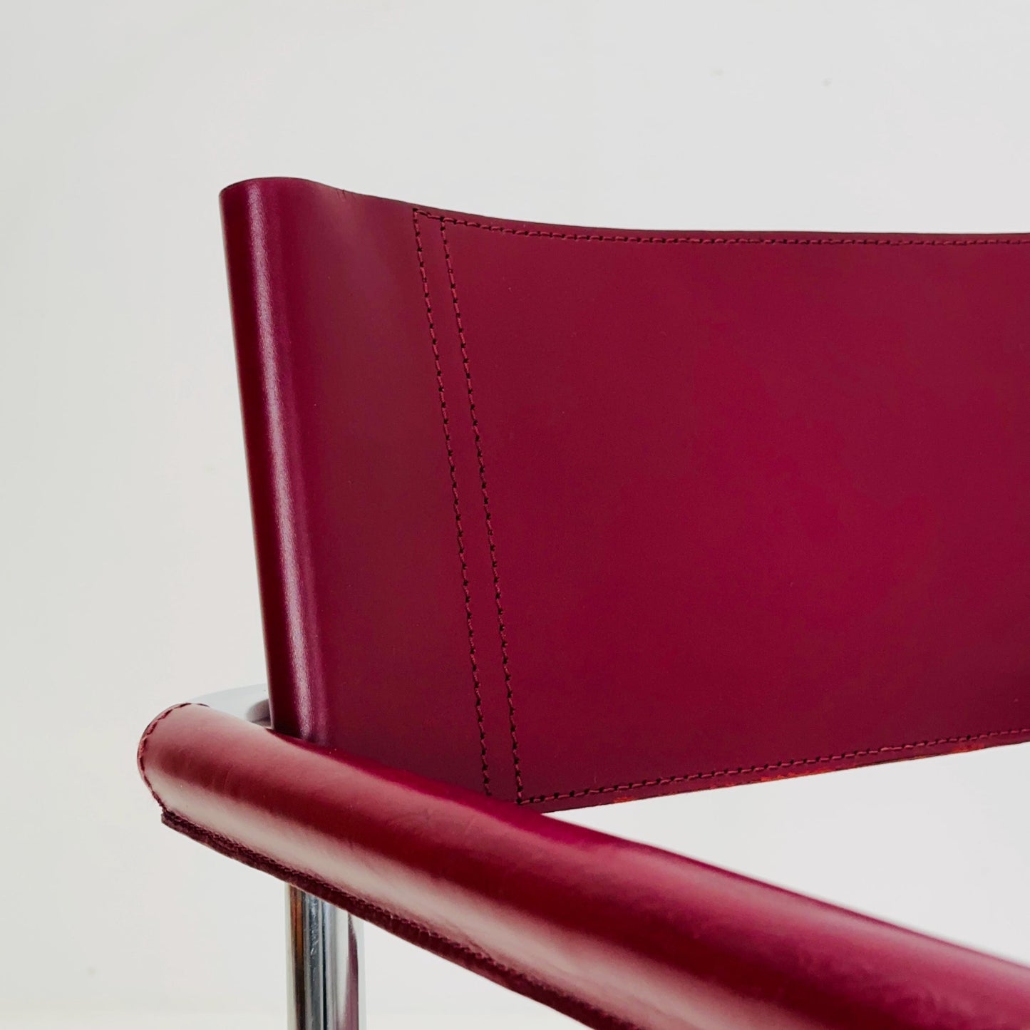 Mid century wine red Model MG5 Centro Studi wine red chair by Mart Stam & Marcel Breuer , 1970s