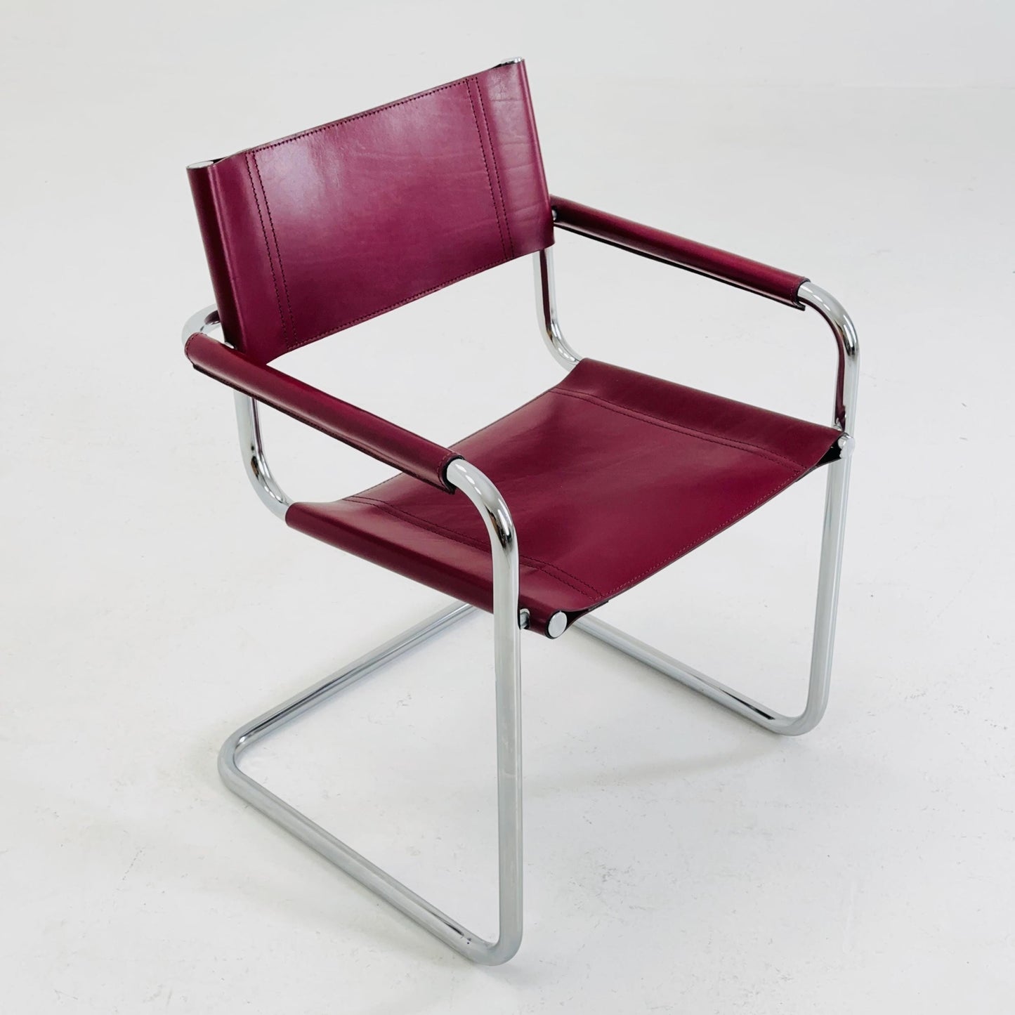 Set of 2 Mid century wine red Model MG5 Centro Studi armchairs by Mart Stam & Marcel Breuer , 1970s