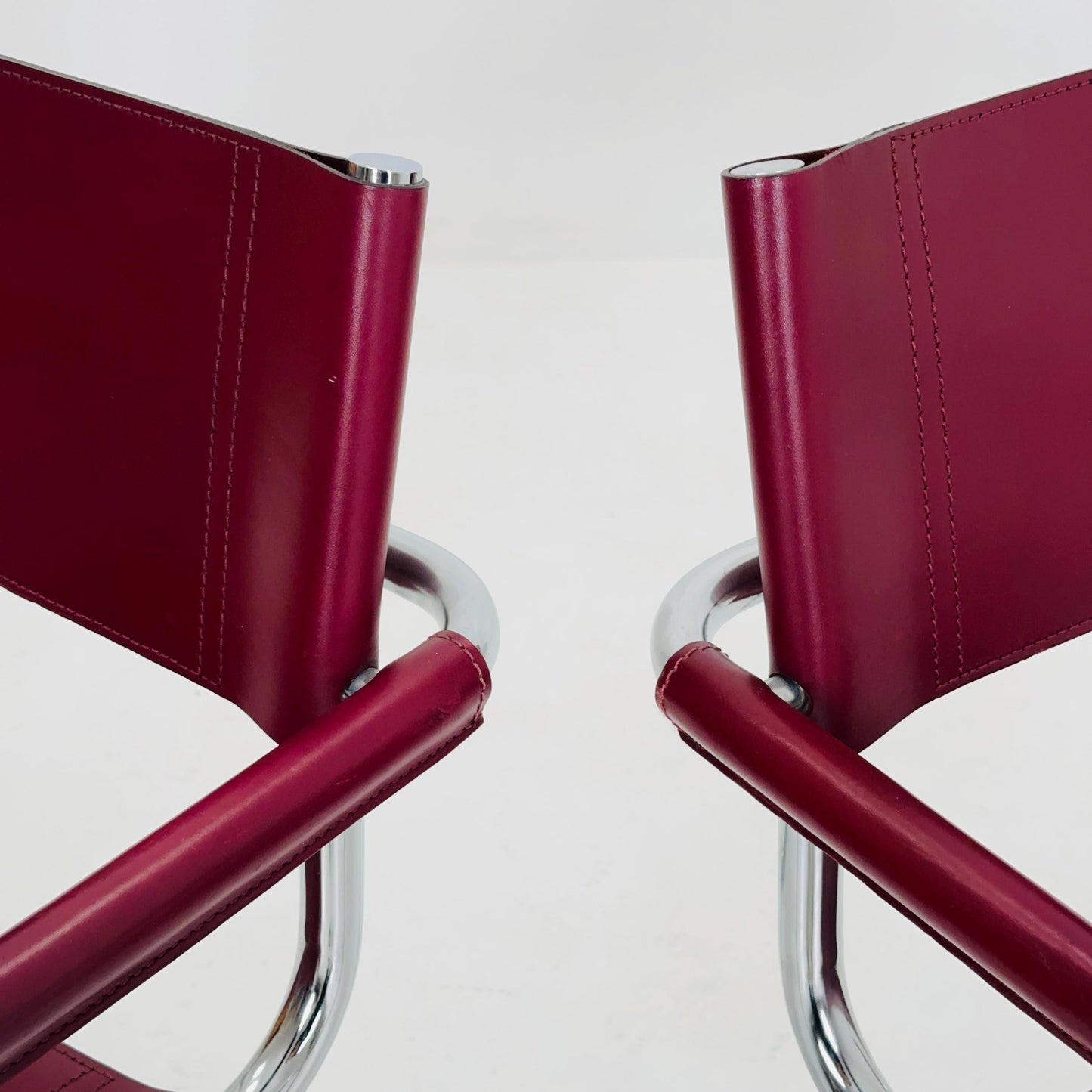 Set of 2 Mid century wine red Model MG5 Centro Studi armchairs by Mart Stam & Marcel Breuer , 1970s