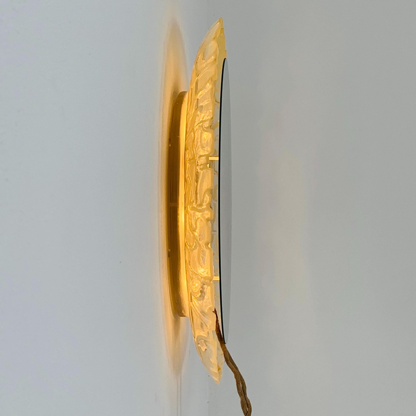 Mid-Century baklite ice glass Oval large mirror by Em Germany 1960s