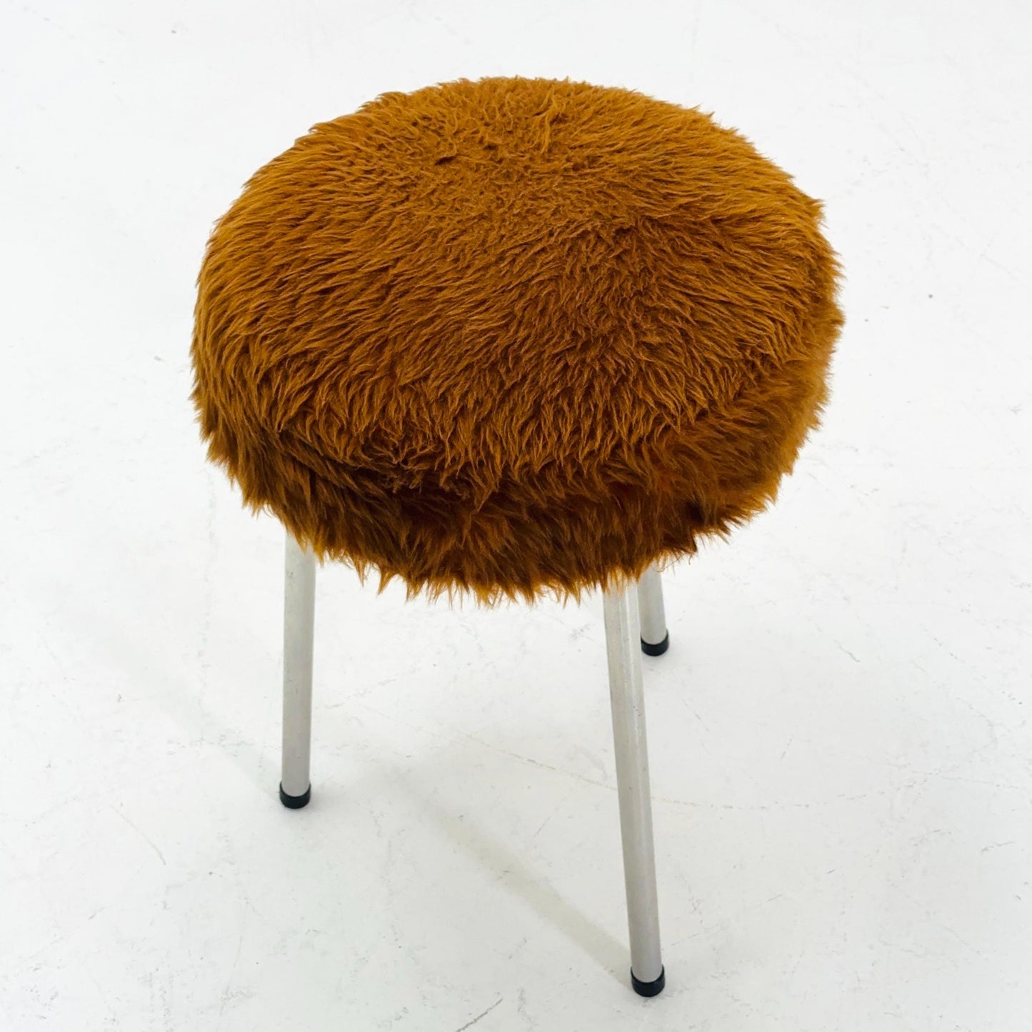 Mid-Century Plush Tripod Stool by VEB Elektroinstallation Deutschneudorf, 1960s Germany