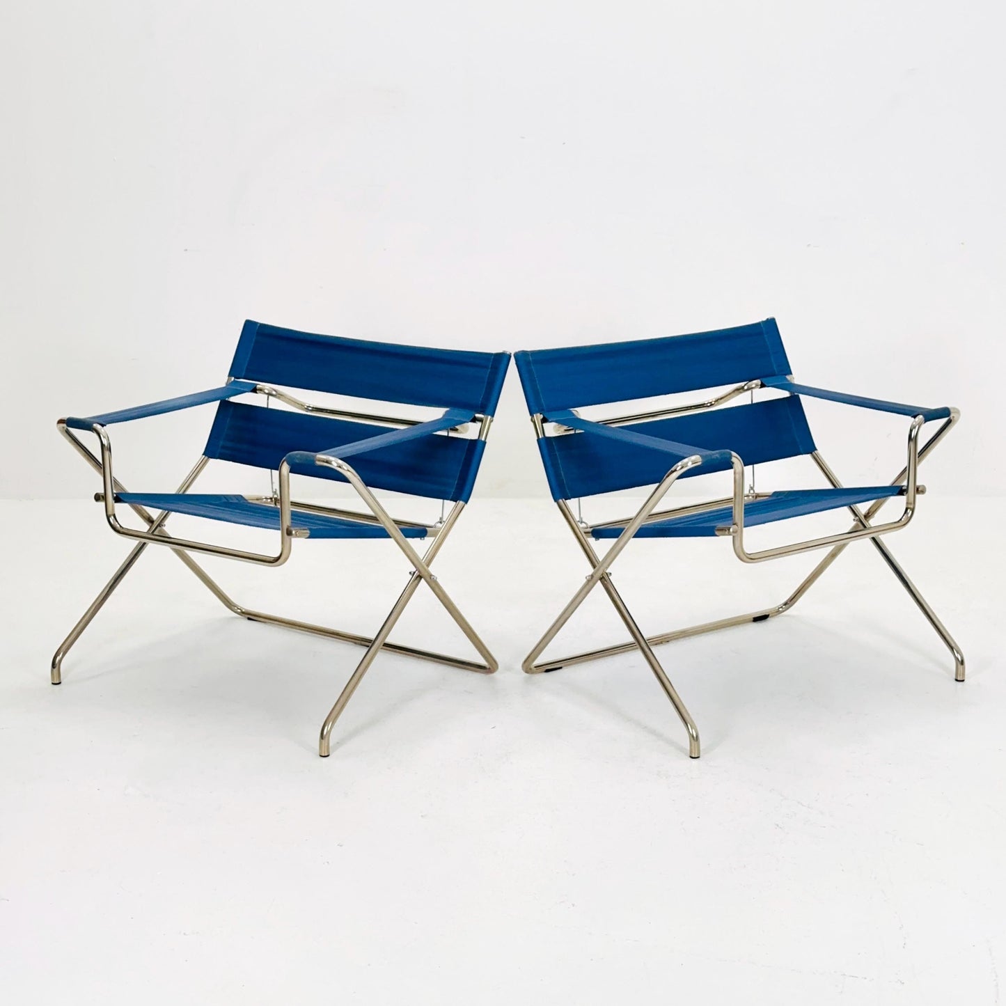 1 of 2 Mid century Folding Bauhaus D4 Fabric armchair by Marcel Breuer for Tecta Germany , 1980s