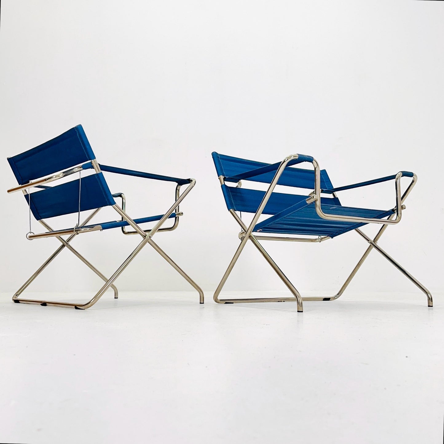 1 of 2 Mid century Folding Bauhaus D4 Fabric armchair by Marcel Breuer for Tecta Germany , 1980s