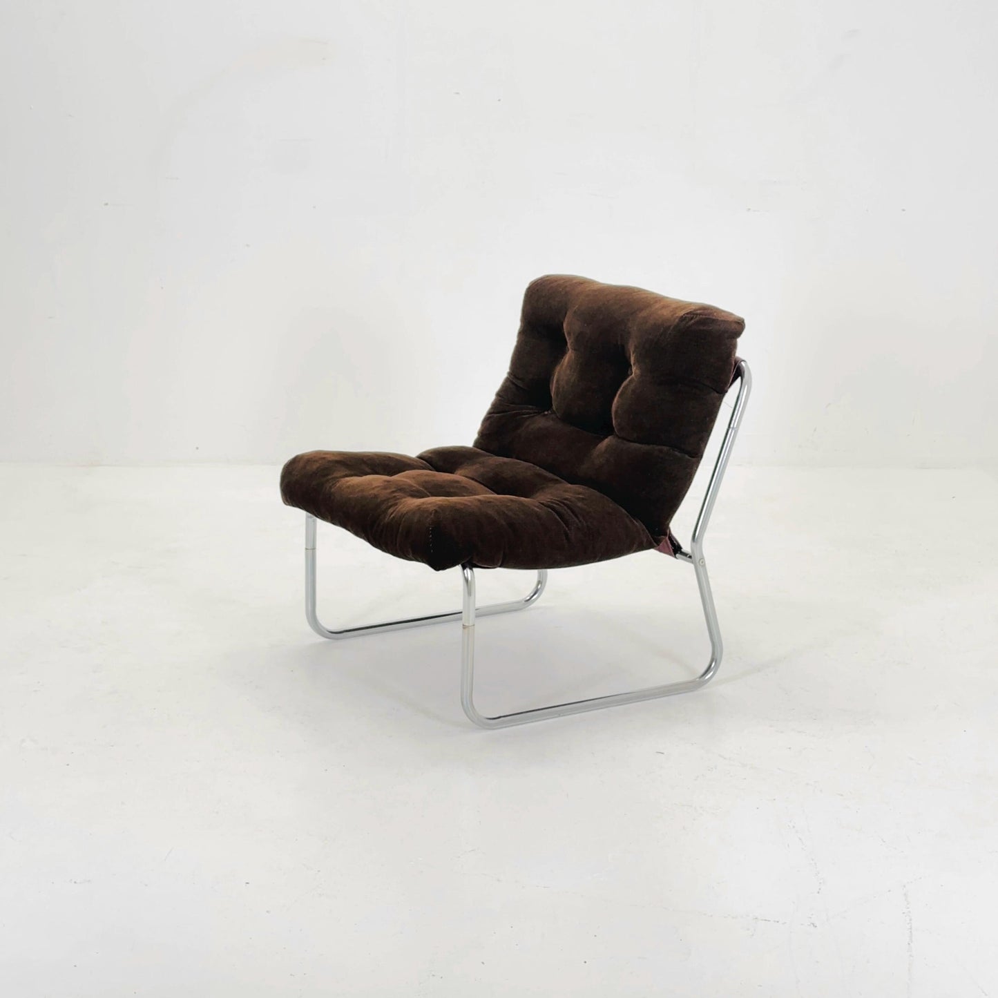 Mid century Brown velvet lounge chair "Pixi" by Gillis Lundgren for Ikea, 1970s Sweden