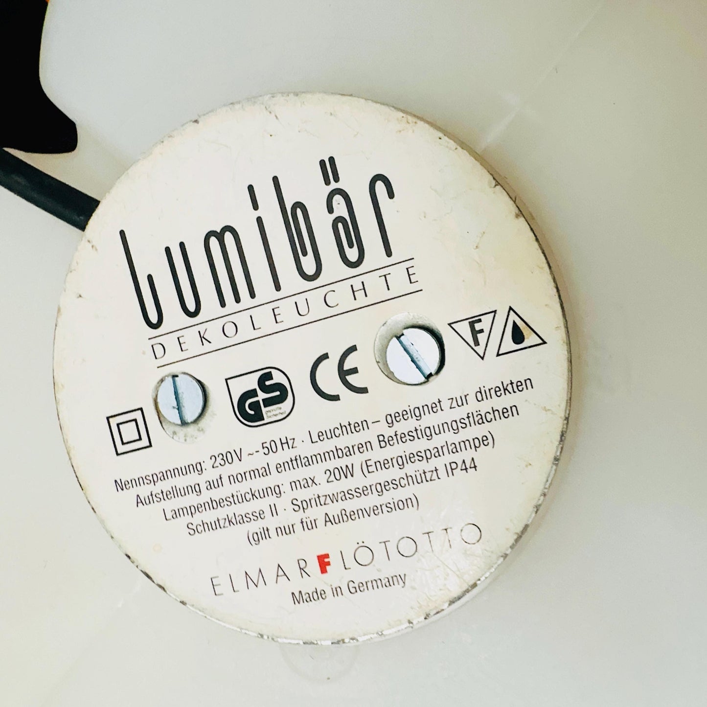 Spaceage rare white Lumibär by Flötotto, Haribo Bear vintage kids Night Lamp 1980S Germany
