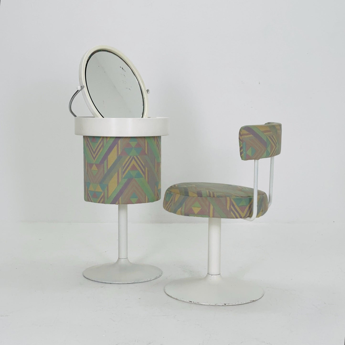 Mid-Century Makeup Table and Stool Set – Italian Design, 1980s