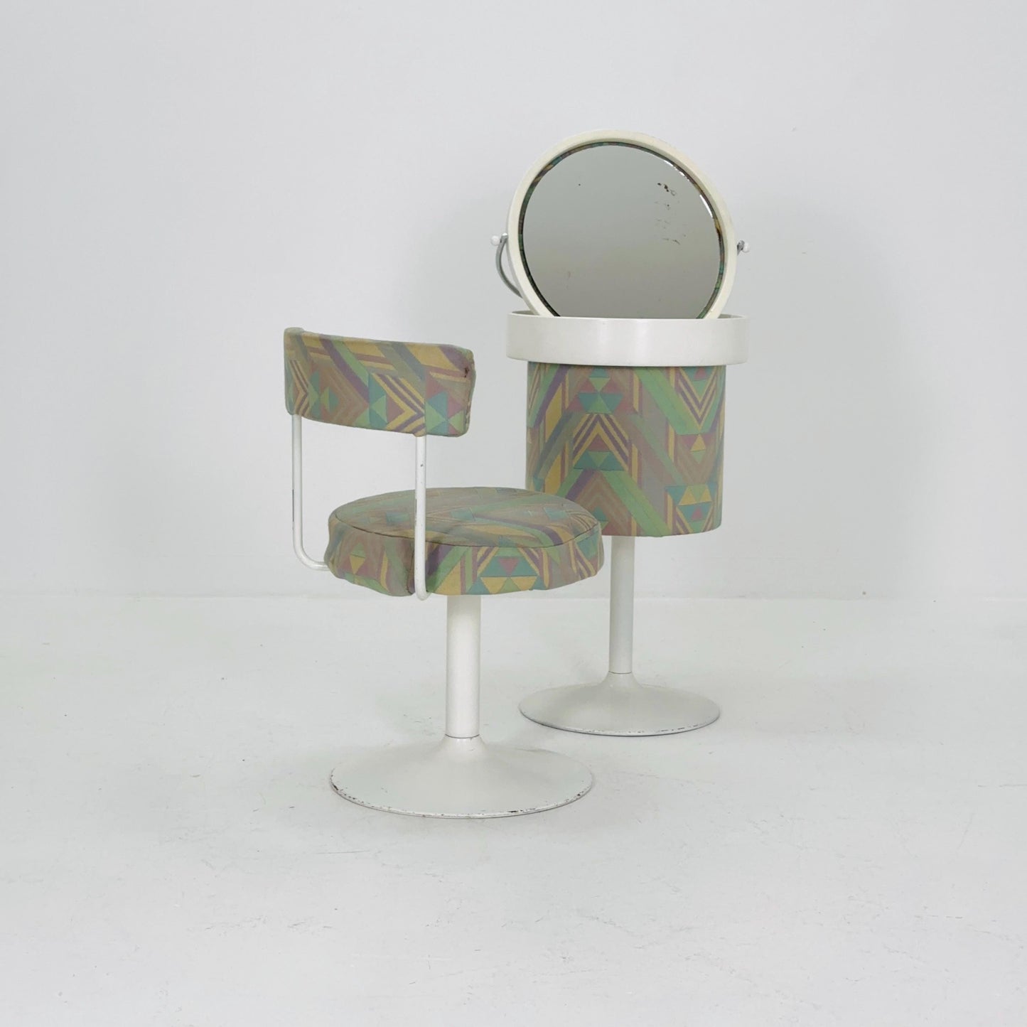 Mid-Century Makeup Table and Stool Set – Italian Design, 1980s
