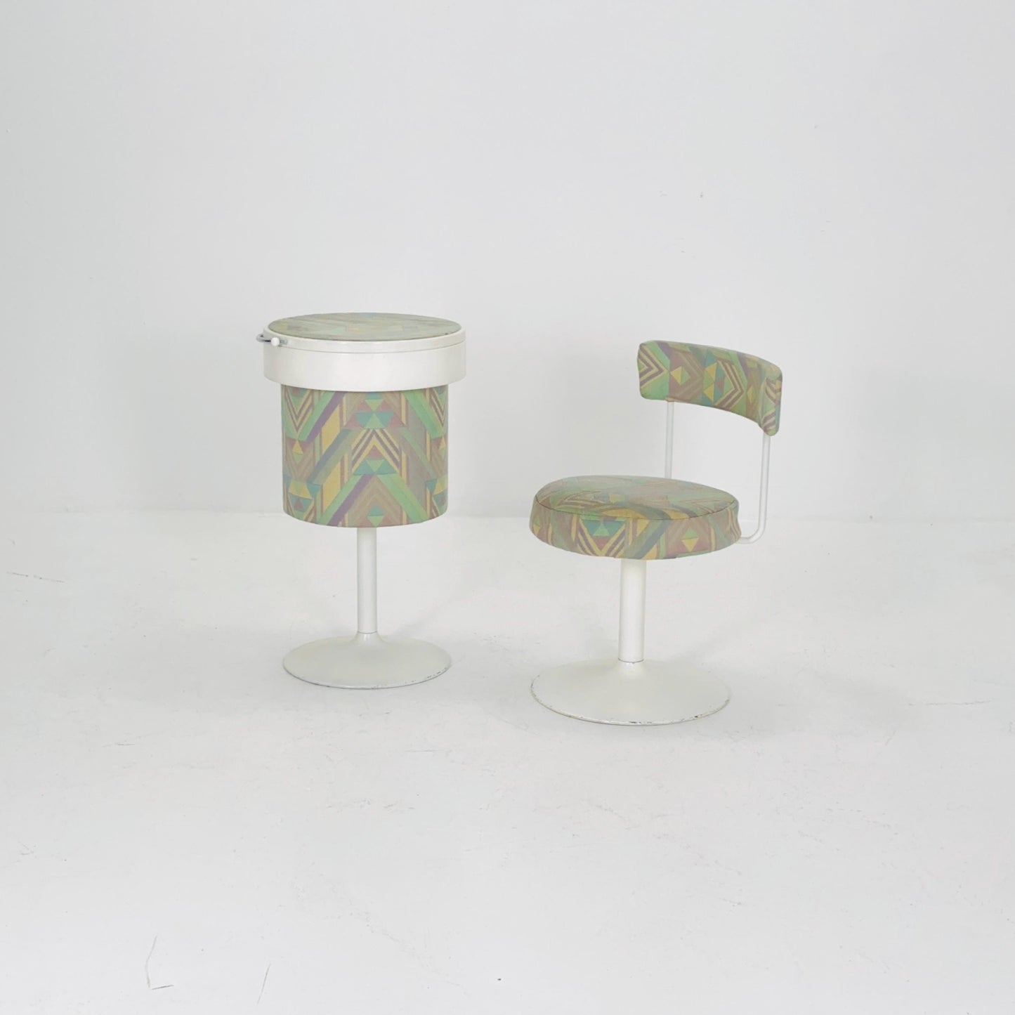 Mid-Century Makeup Table and Stool Set – Italian Design, 1980s
