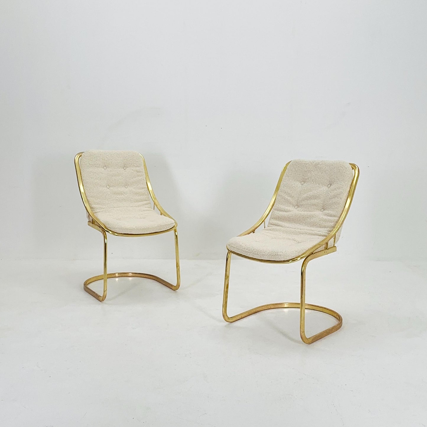 Set of 2 Mid century chrome Dining Chairs by Gastone Rinaldi, Italy, 1970s