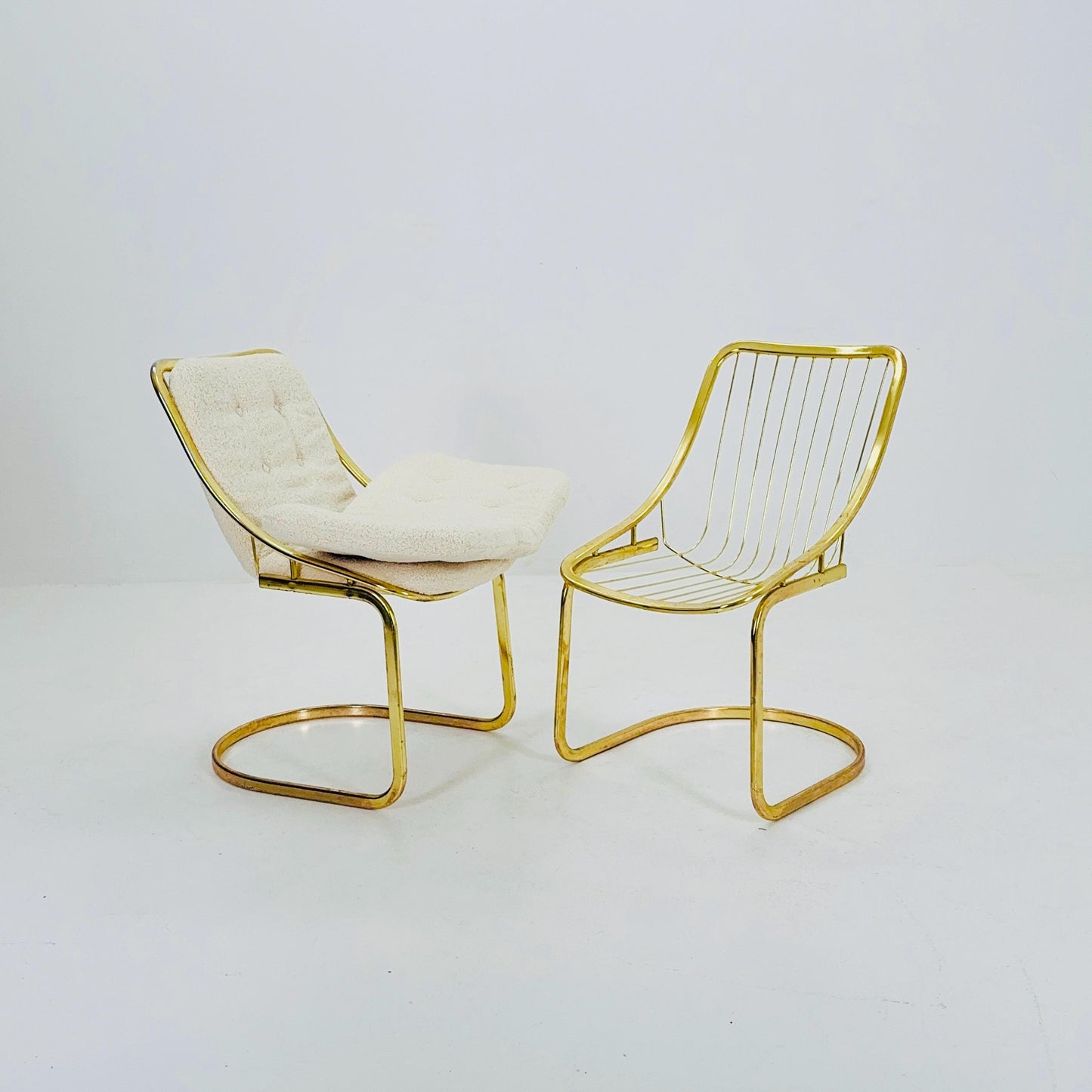 Set of 2 Mid century chrome Dining Chairs by Gastone Rinaldi, Italy, 1970s