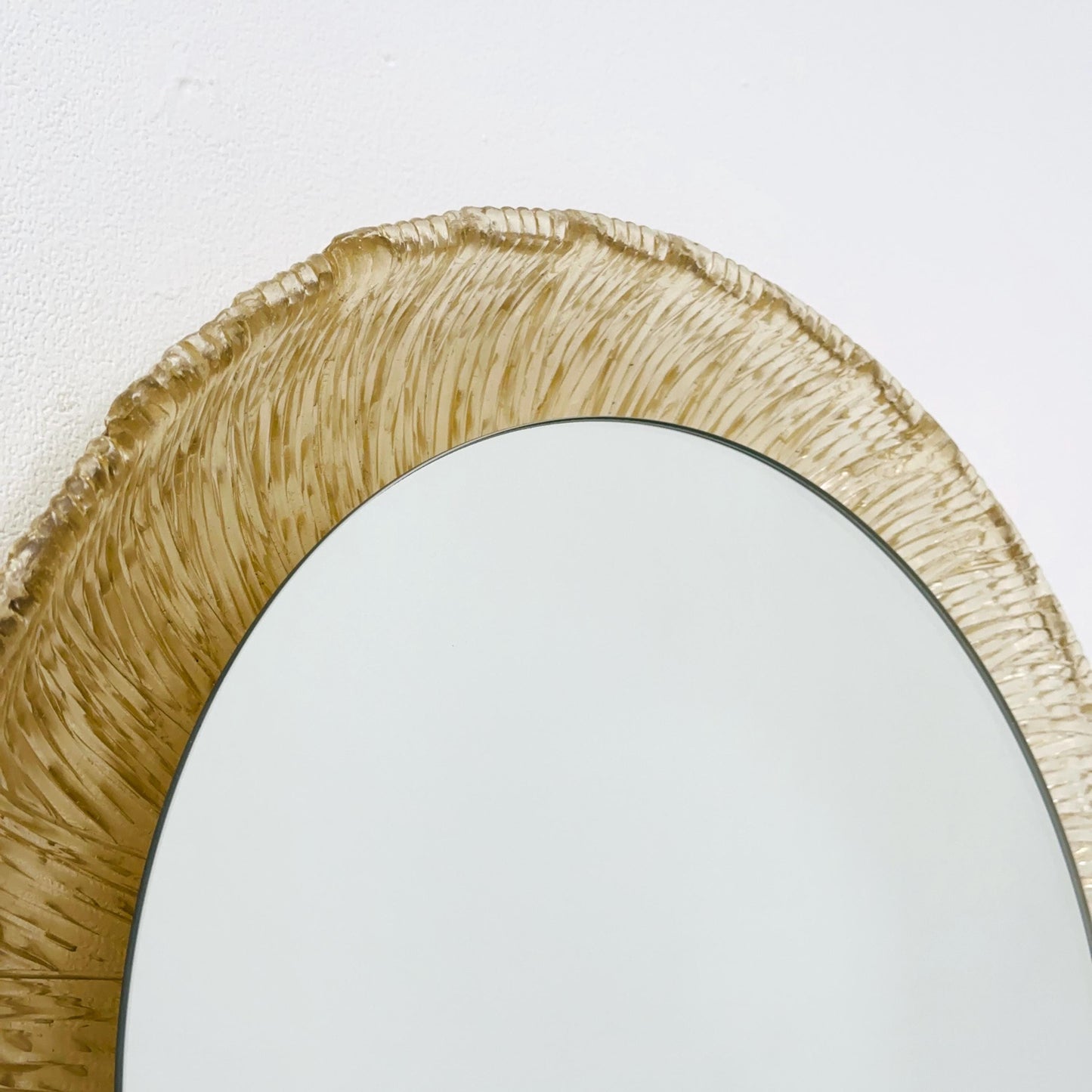 Mid-Century baklite ice glass Oval large mirror by Em Germany 1960s