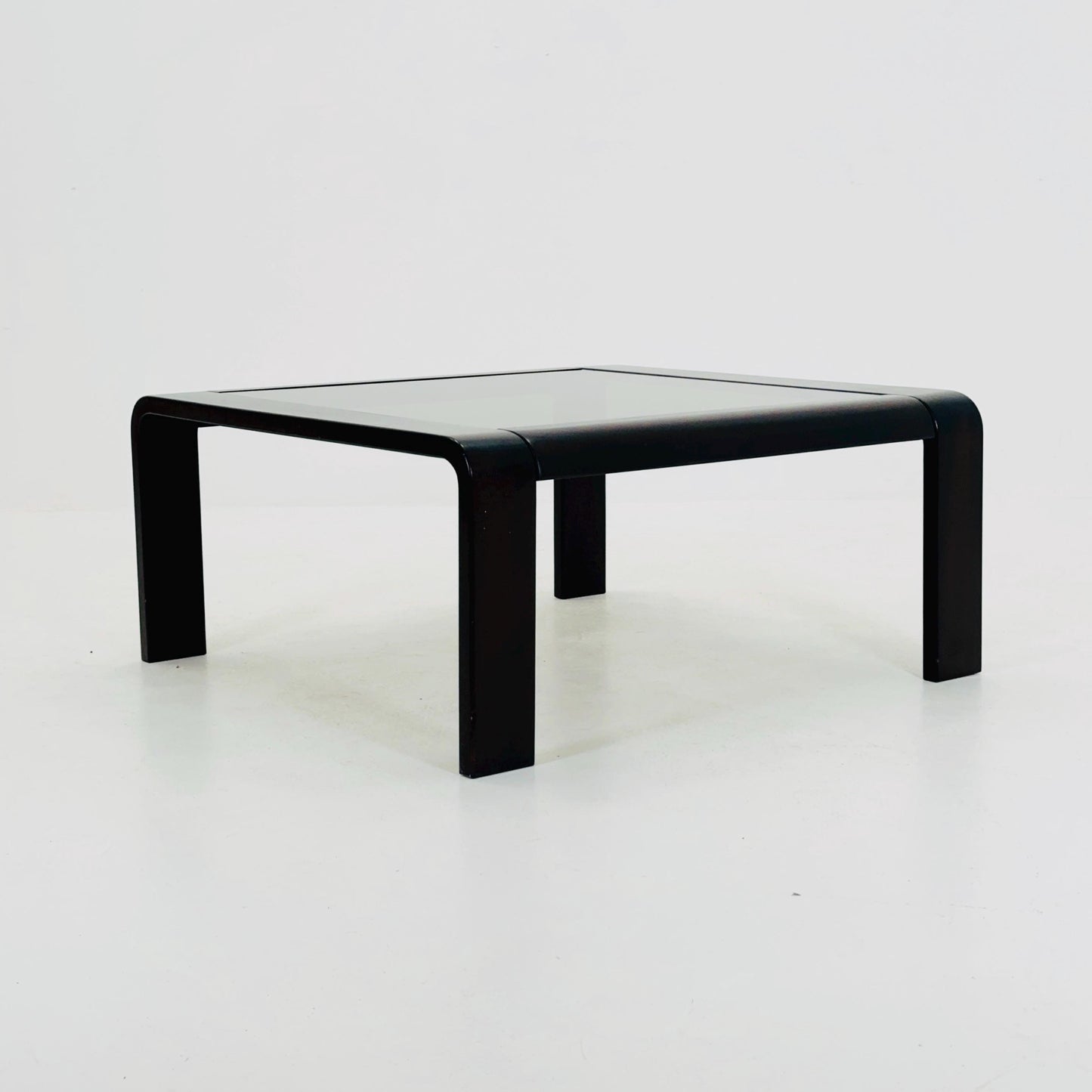 Mid-Century Wooden Coffee Table with Curved Edges and Smoked Glass Top, 1960s Germany