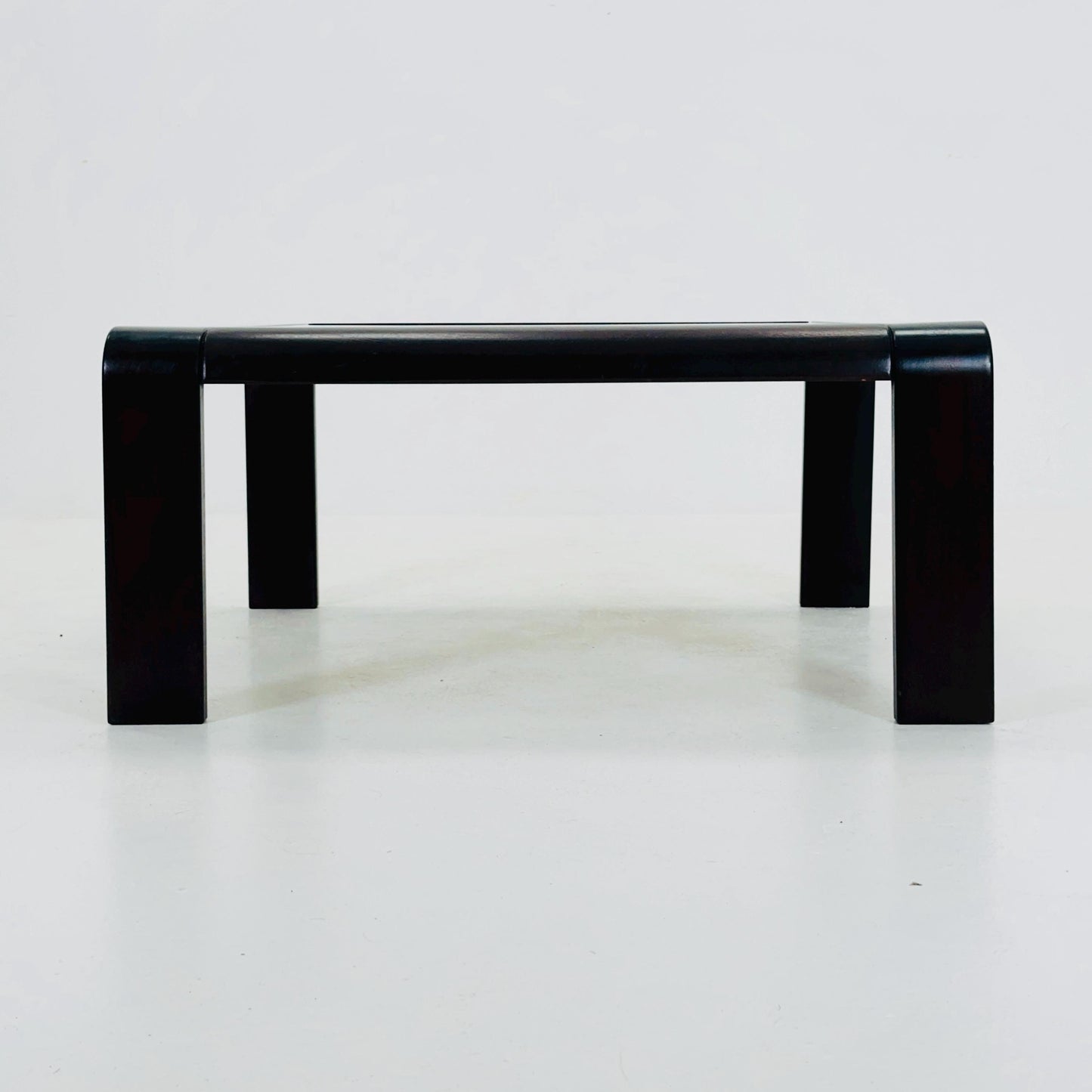 Mid-Century Wooden Coffee Table with Curved Edges and Smoked Glass Top, 1960s Germany