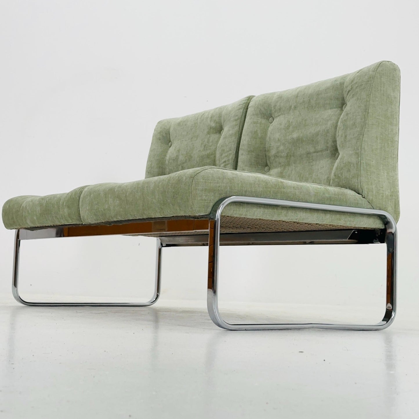 Mid-Century Modern sofa by RH Design, Bauhaus design light green fabric Italy 1980s