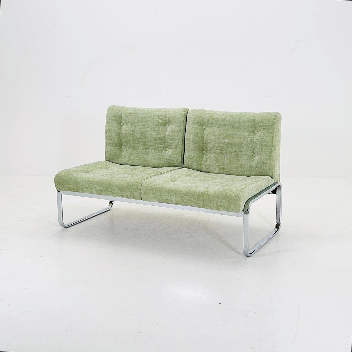 Mid-Century Modern sofa by RH Design, Bauhaus design light green fabric Italy 1980s