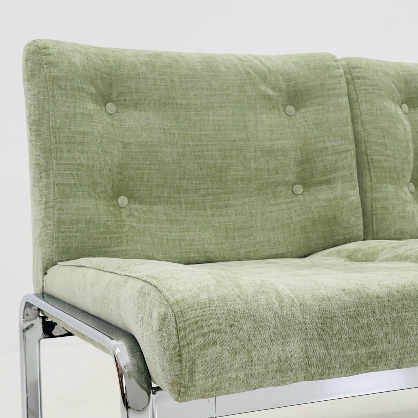Mid-Century Modern sofa by RH Design, Bauhaus design light green fabric Italy 1980s