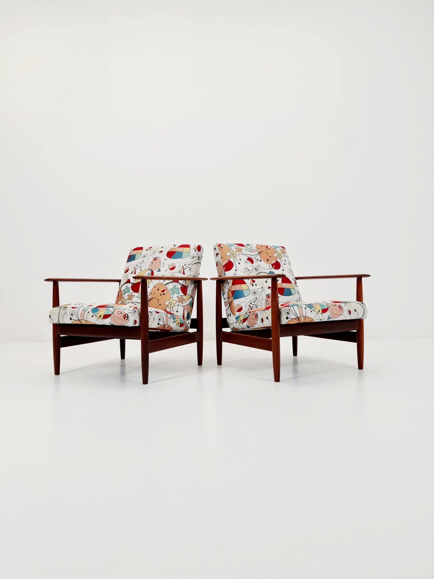 Mid century Danish easy lounge chairs Teak 1960s, Set of 2