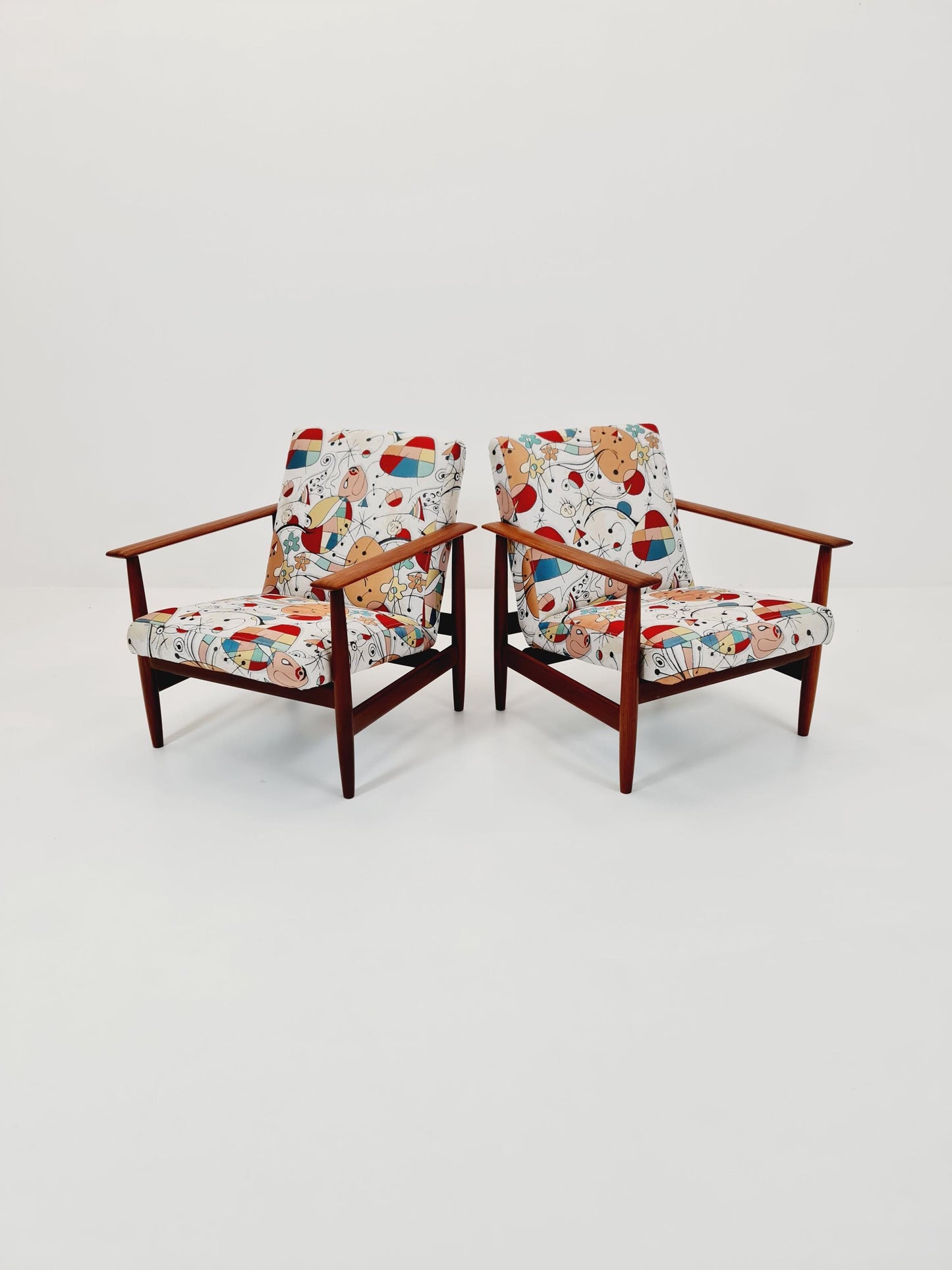 Mid century Danish easy lounge chairs Teak 1960s, Set of 2