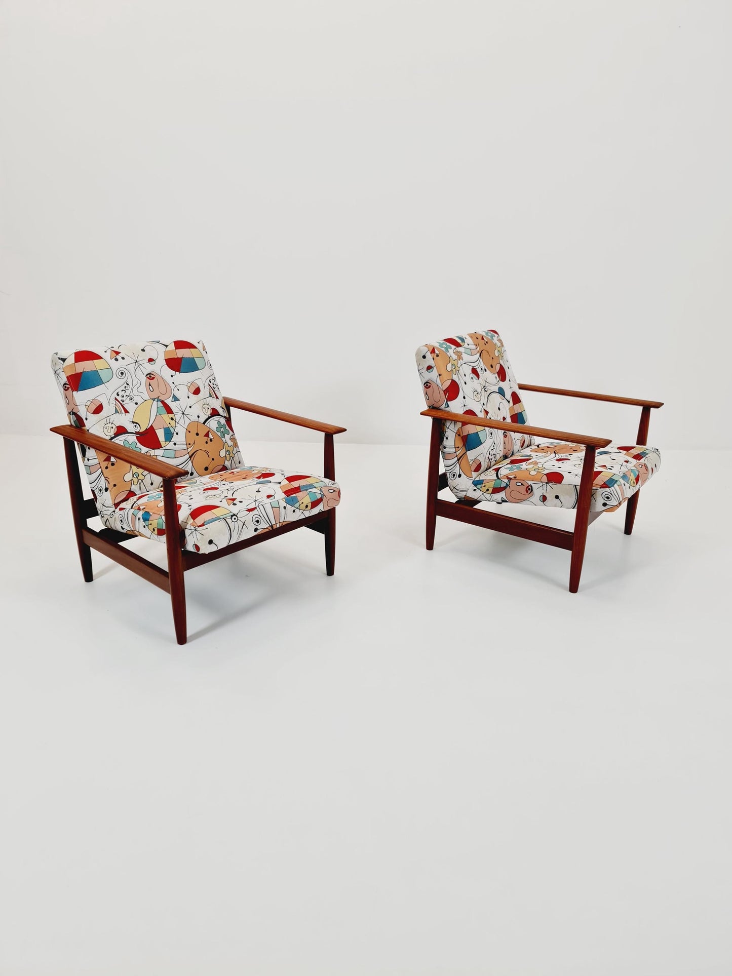 Mid century Danish easy lounge chairs Teak 1960s, Set of 2
