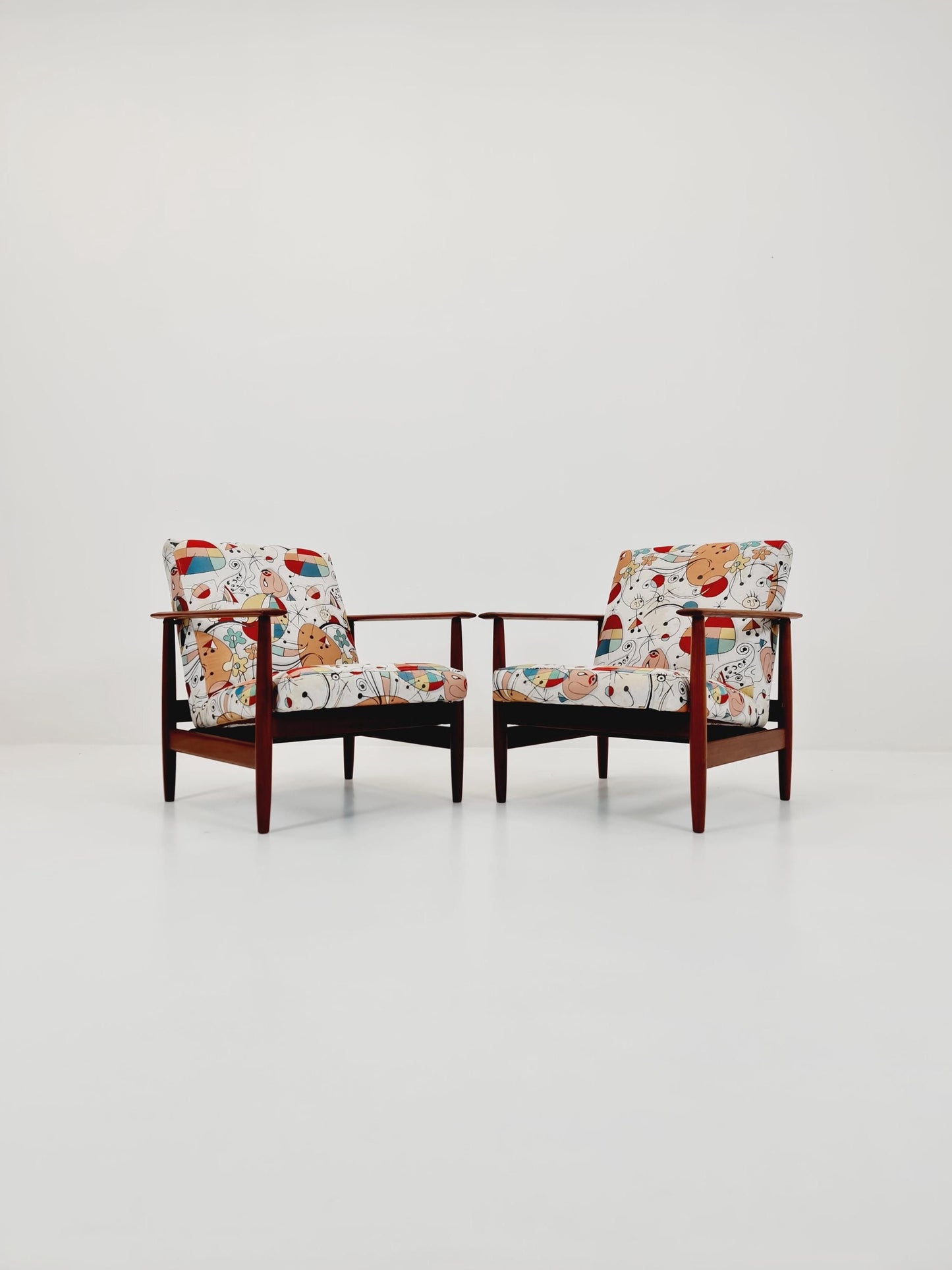 Mid century Danish easy lounge chairs Teak 1960s, Set of 2