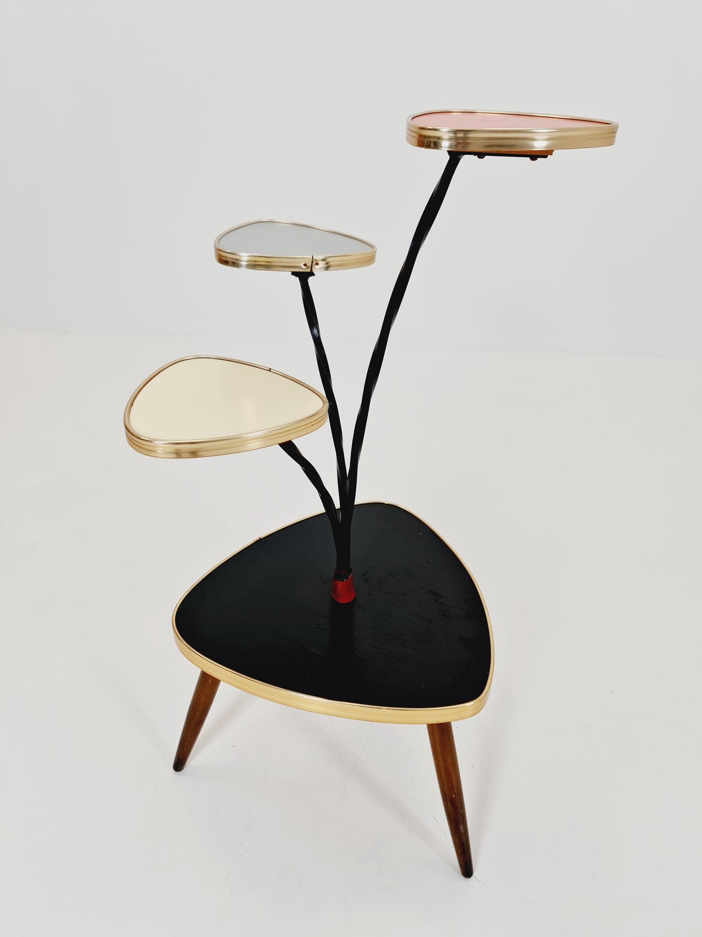 Big 1950s German Plant Stand, Colorful Vintage Mid-Century Minimalist Indoor Plant Stand Side Table Retro flower table
