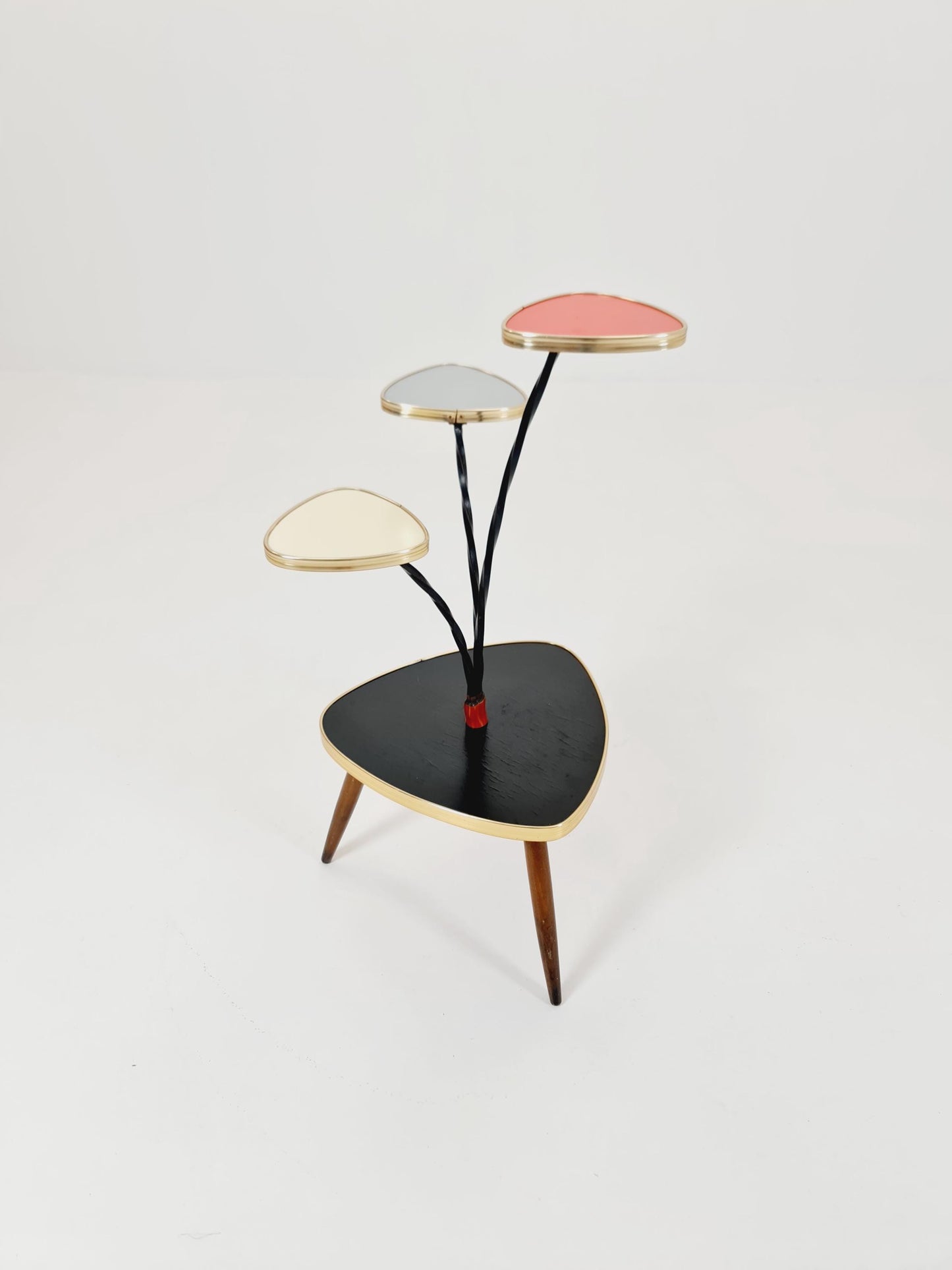 Big 1950s German Plant Stand, Colorful Vintage Mid-Century Minimalist Indoor Plant Stand Side Table Retro flower table