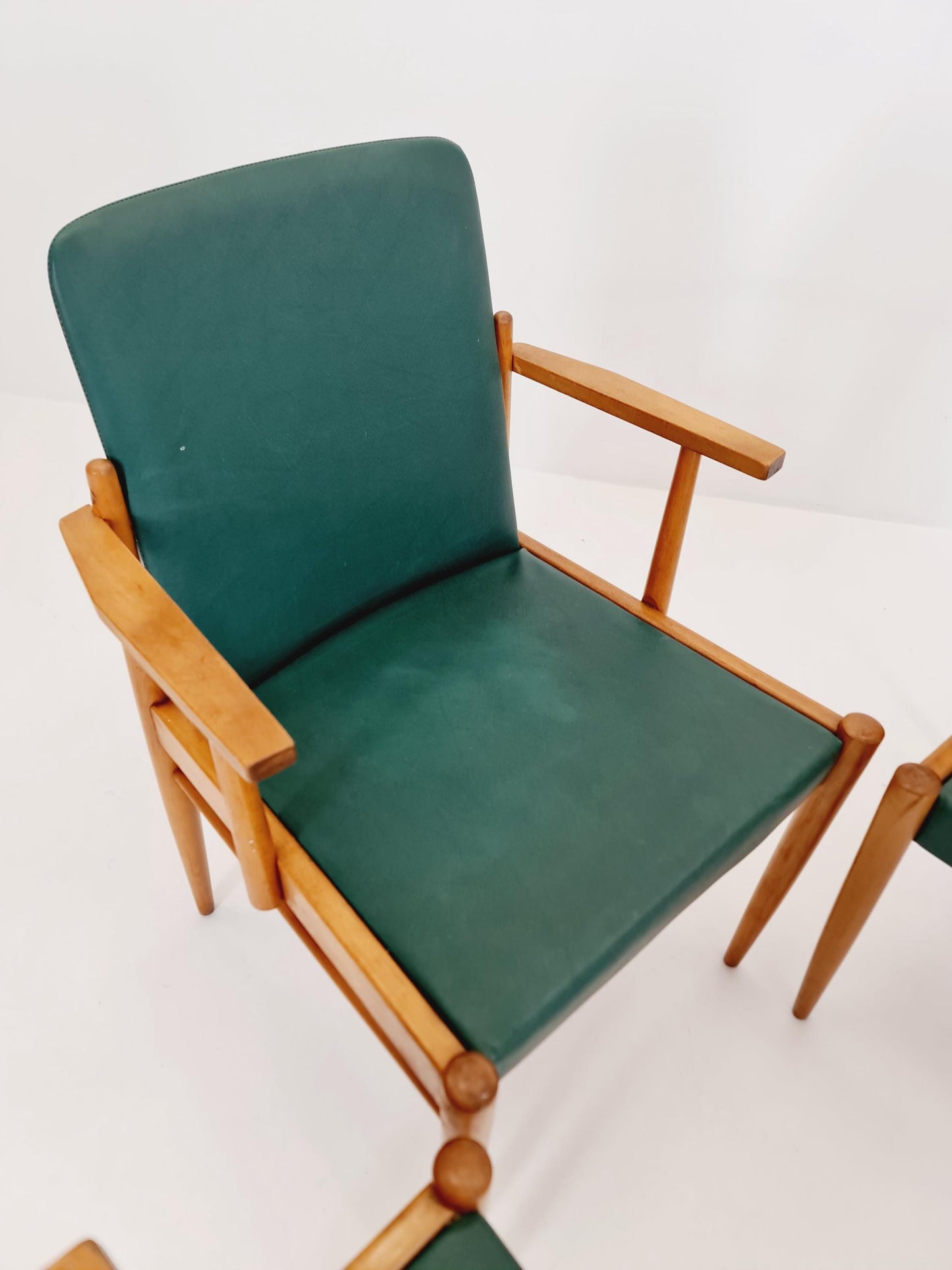 Rare Vintage Midcentury German beech Armchair set of 4 , 1950s