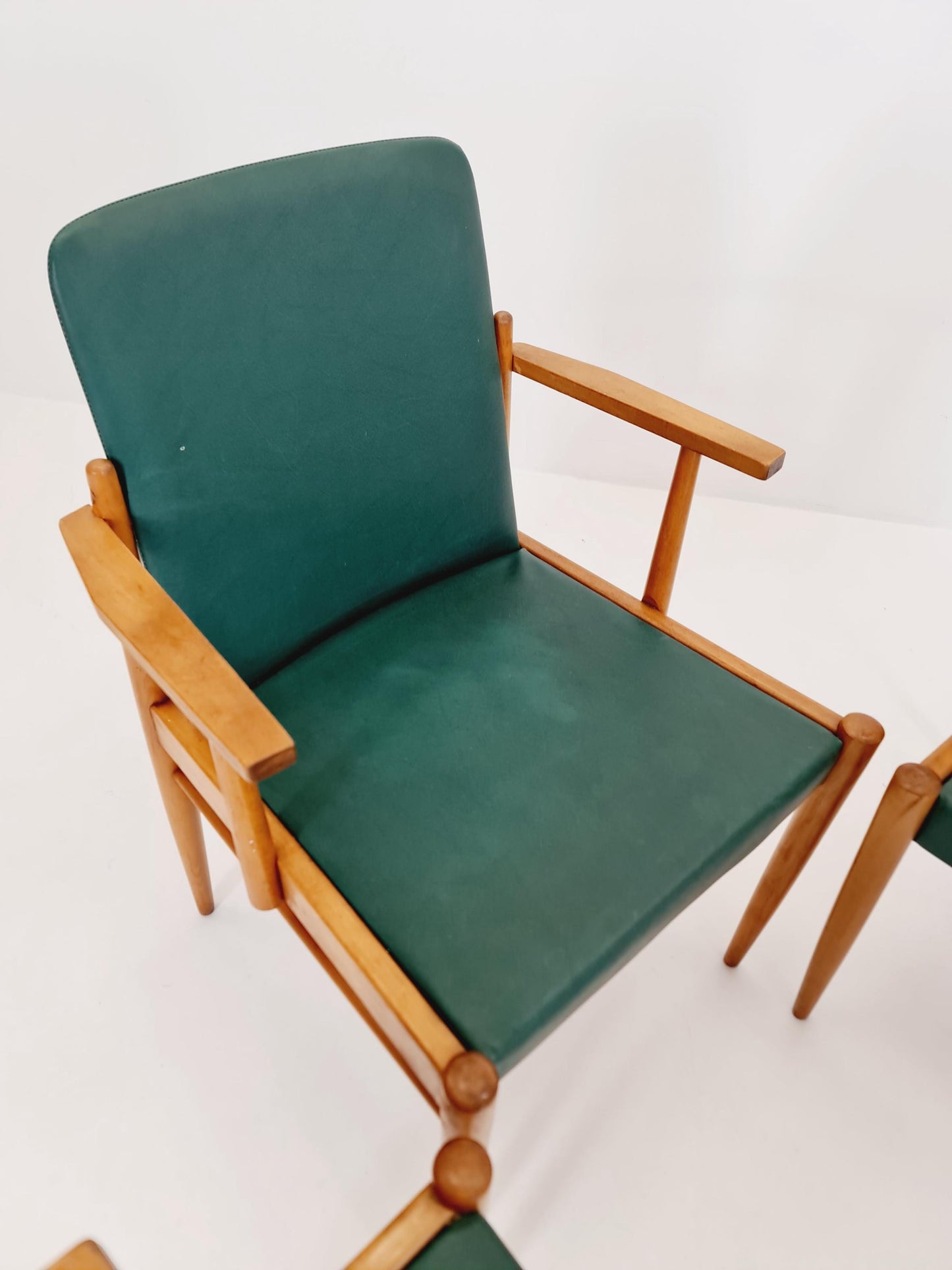 Rare Vintage Midcentury German beech Armchair set of 4 , 1950s