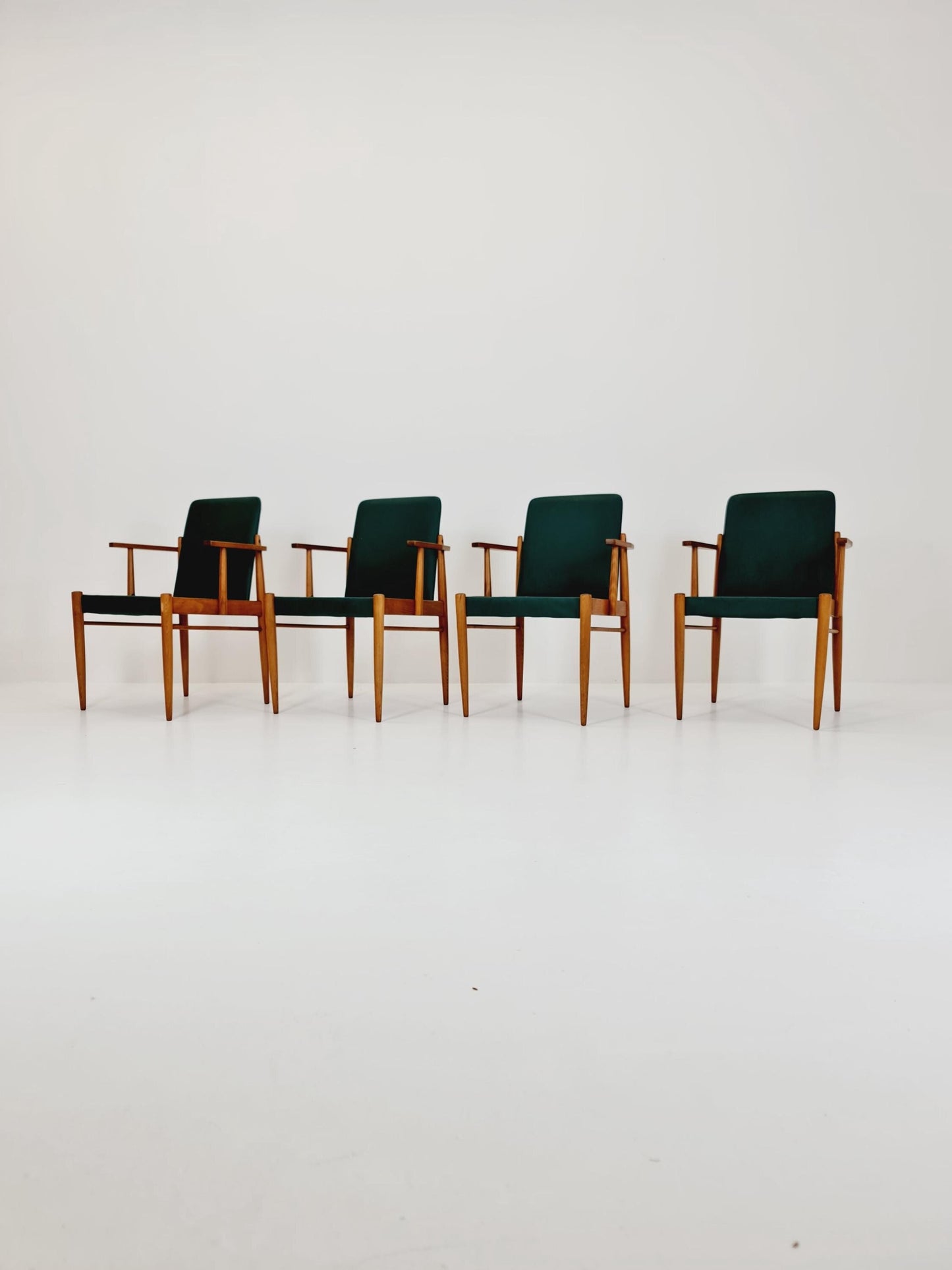 Rare Vintage Midcentury German beech Armchair set of 4 , 1950s
