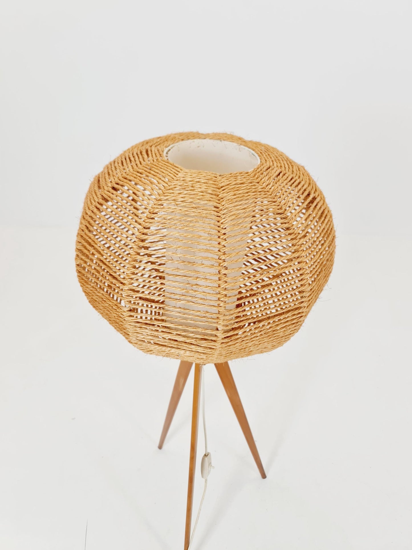 Mid century German tripod floor lamp Beech wood , 1960s