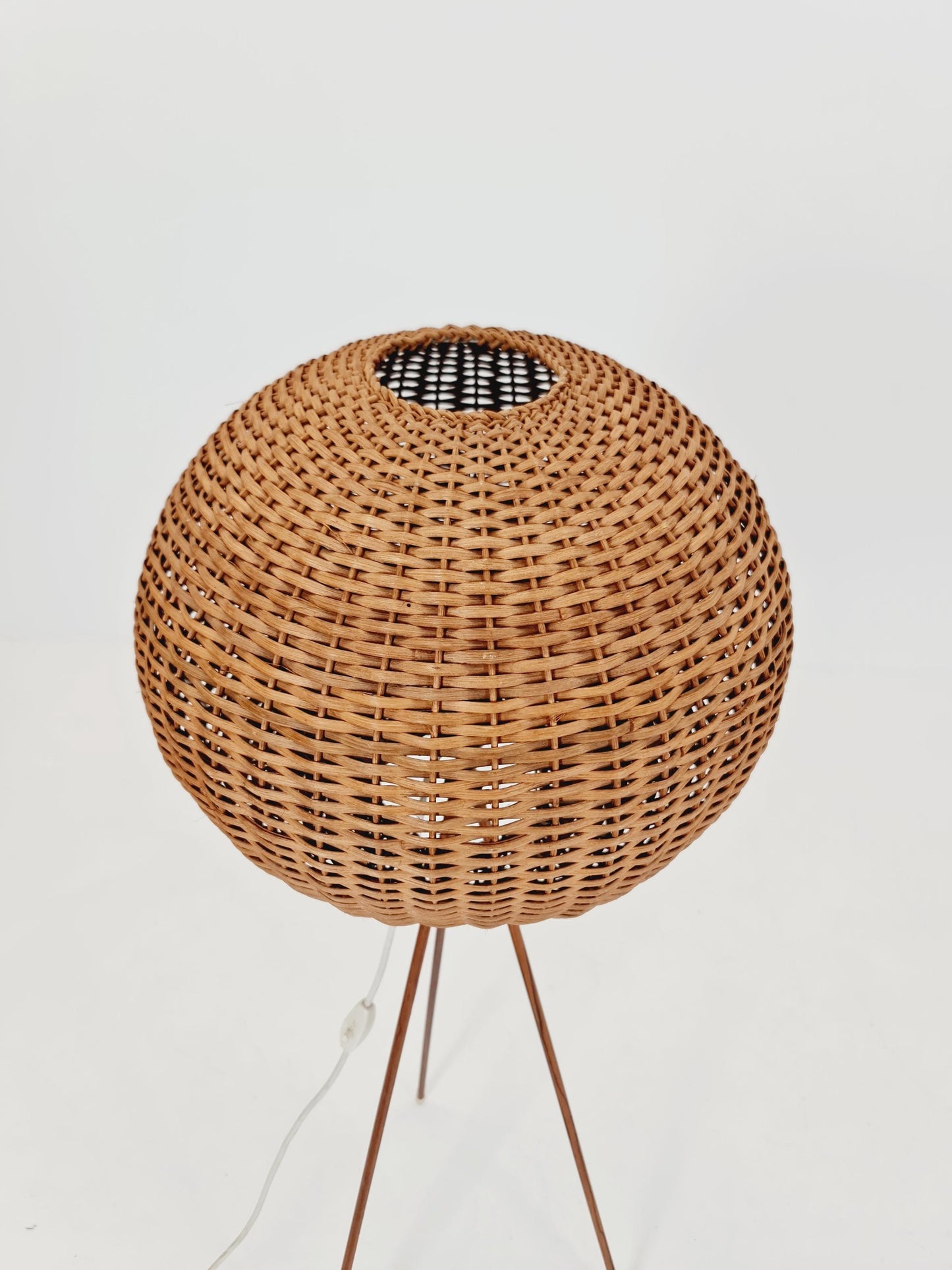 Mid century German tripod floor lamp teak wood , 1960s