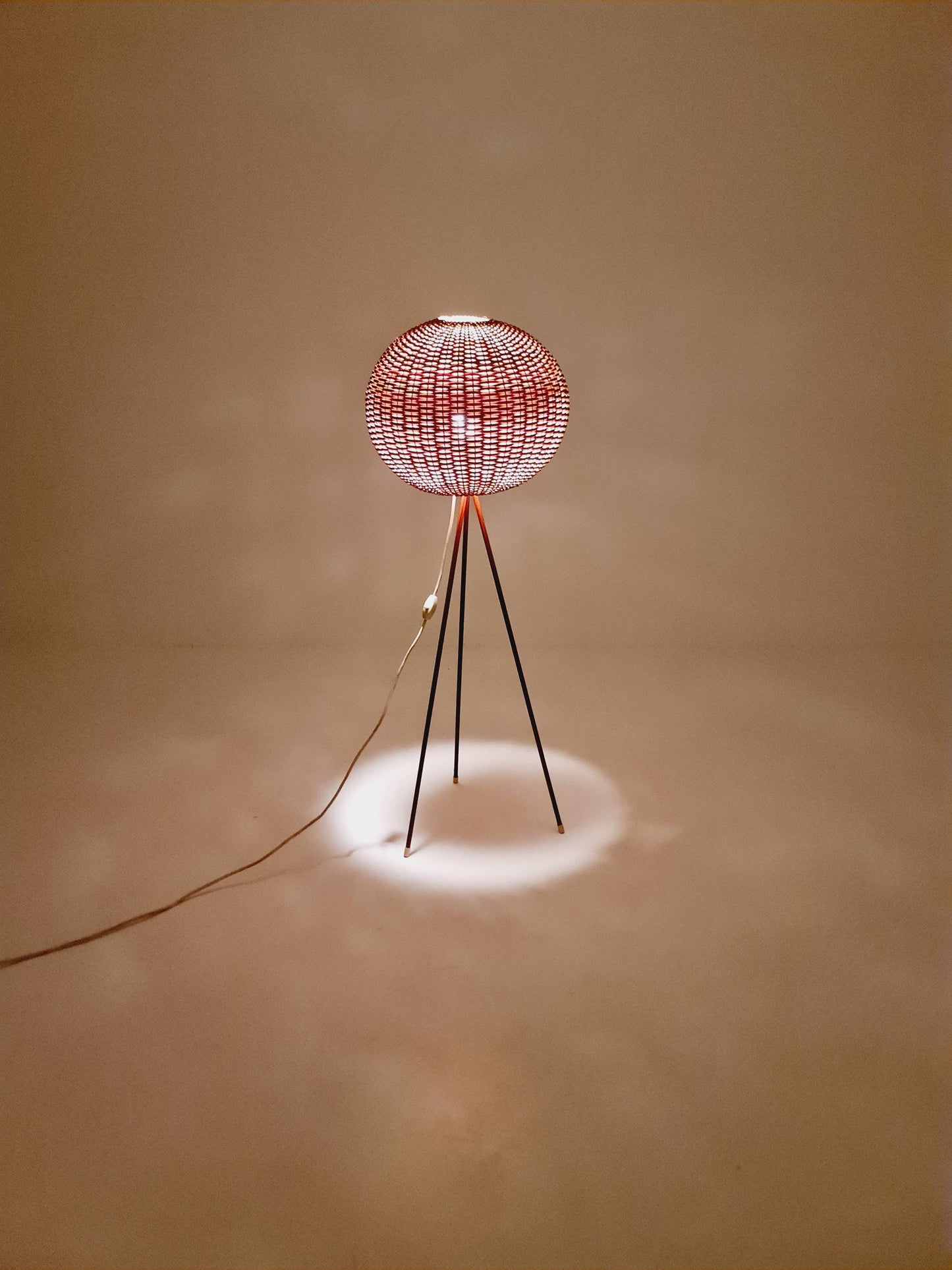 Mid century German tripod floor lamp teak wood , 1960s