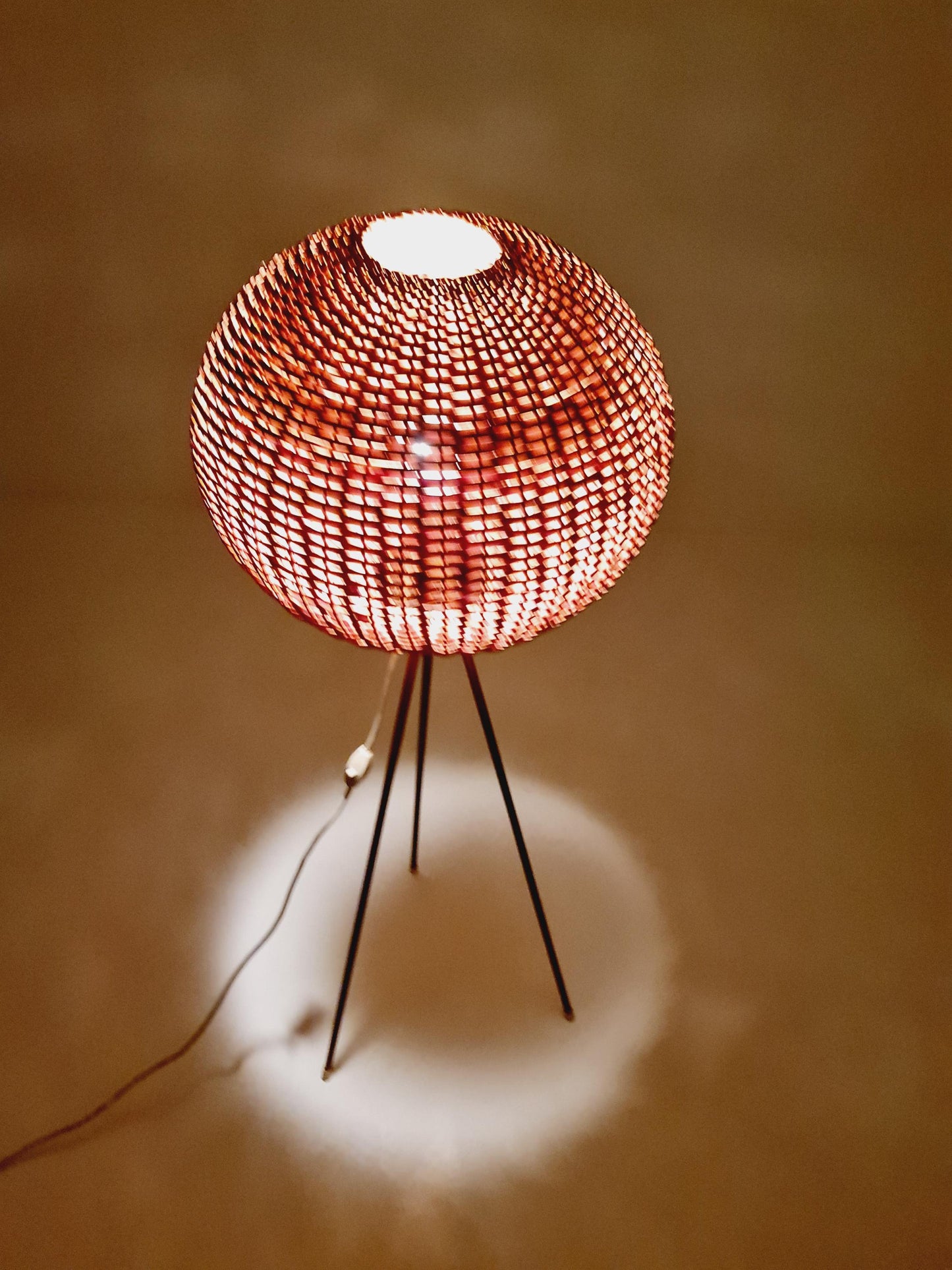 Mid century German tripod floor lamp teak wood , 1960s