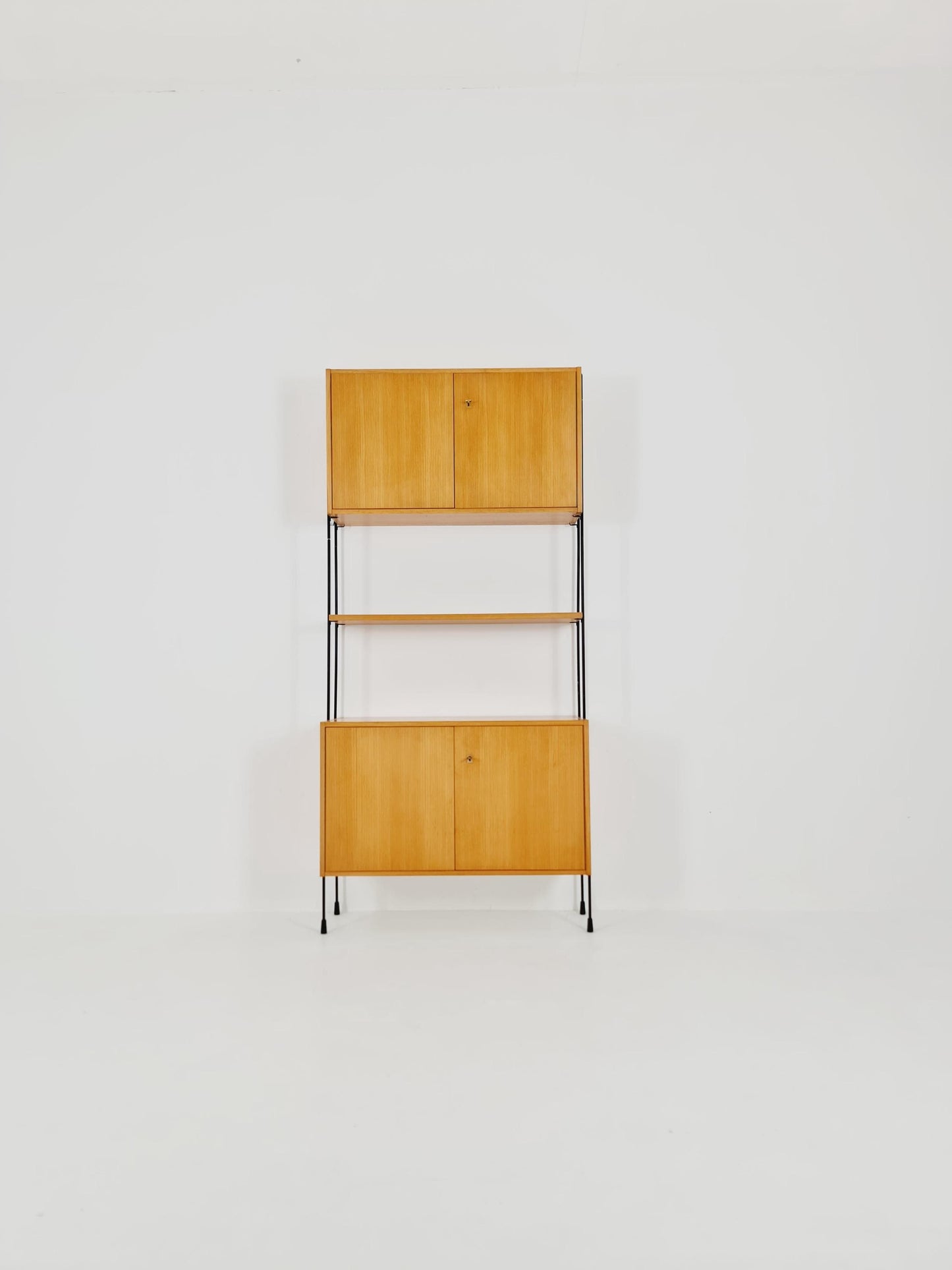 Mid century Ash wall shelving unit by Hilker for Omnia, Germany, 1960s