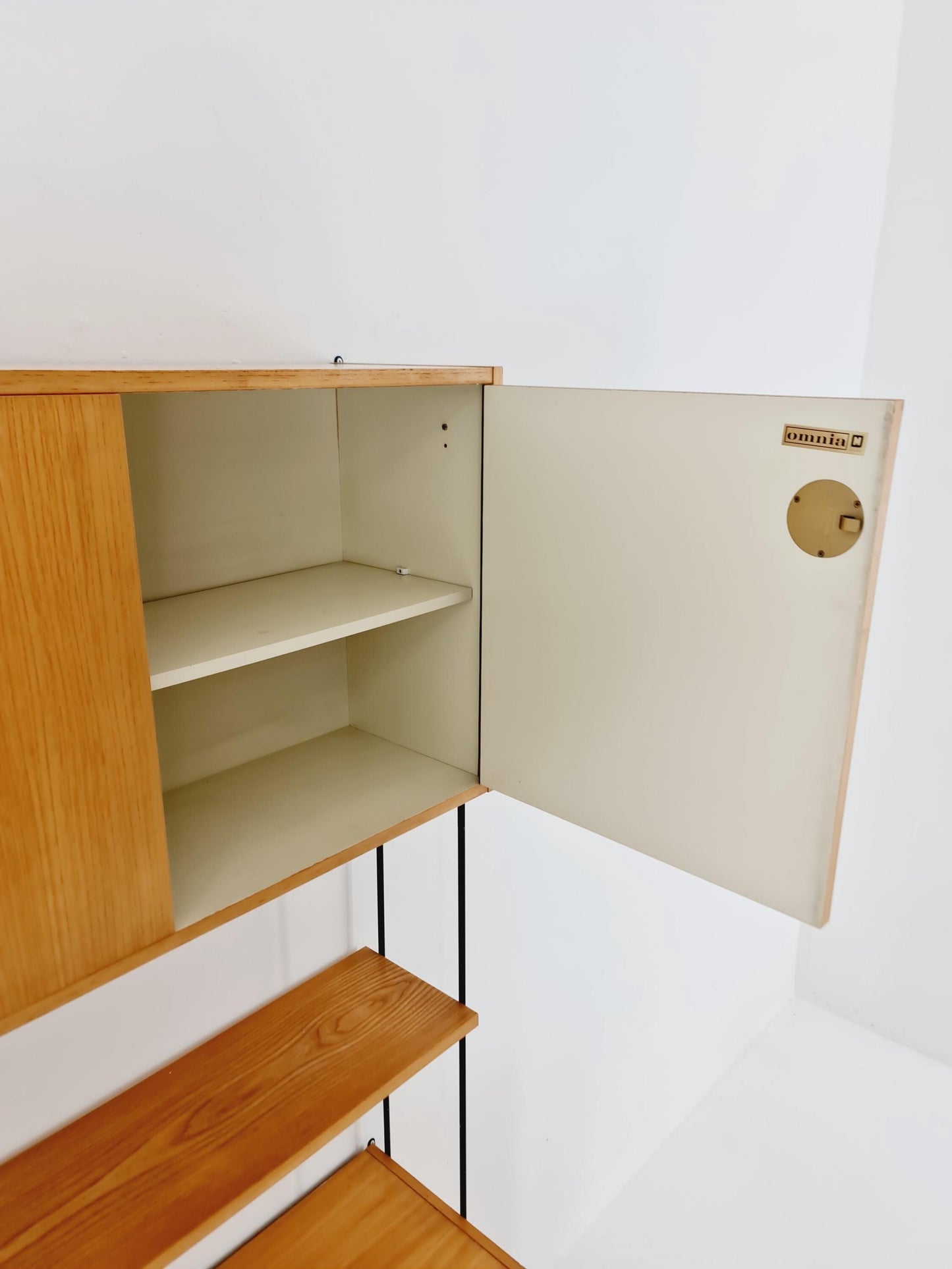 Mid century Ash wall shelving unit by Hilker for Omnia, Germany, 1960s