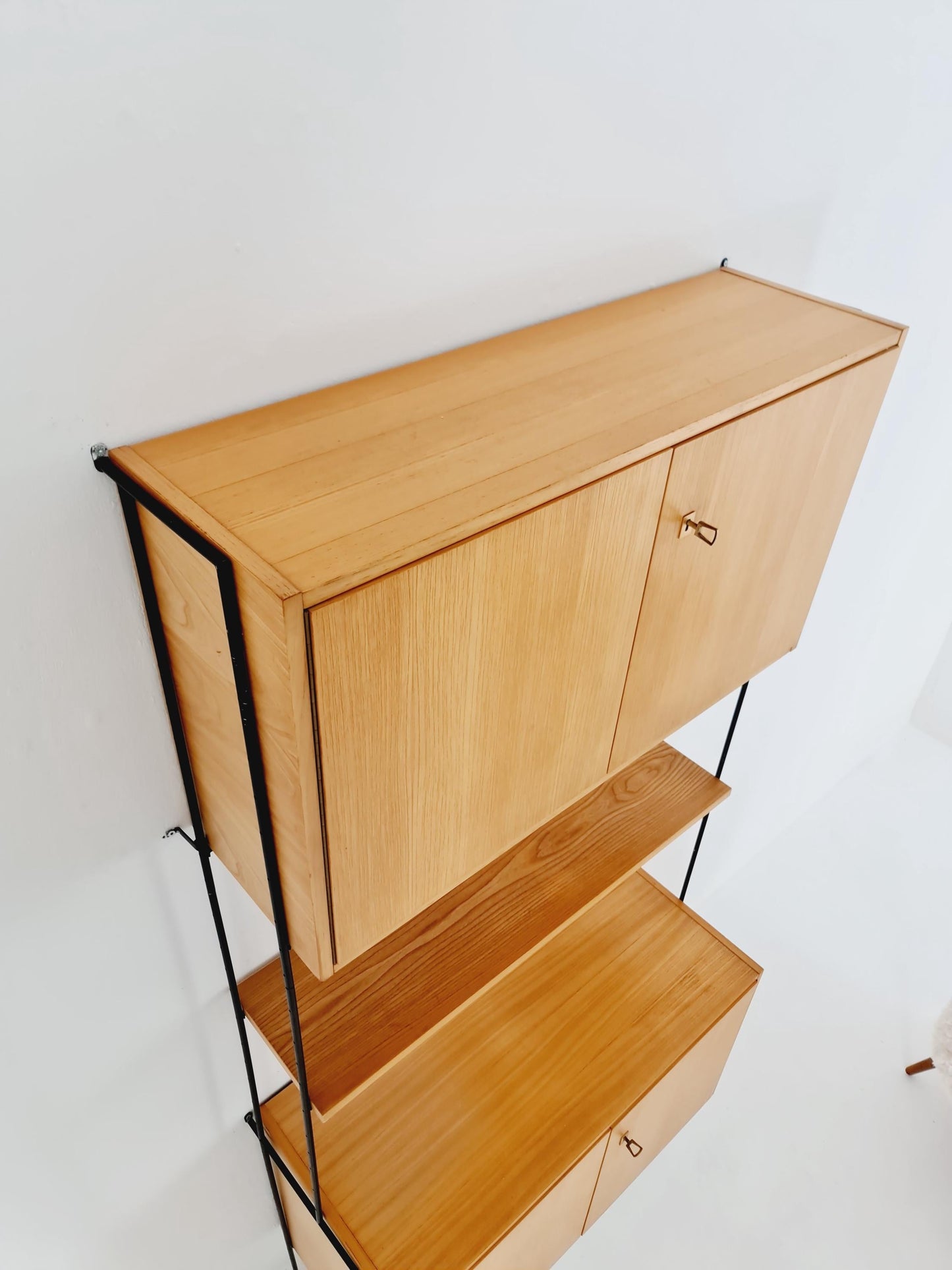 Mid century Ash wall shelving unit by Hilker for Omnia, Germany, 1960s
