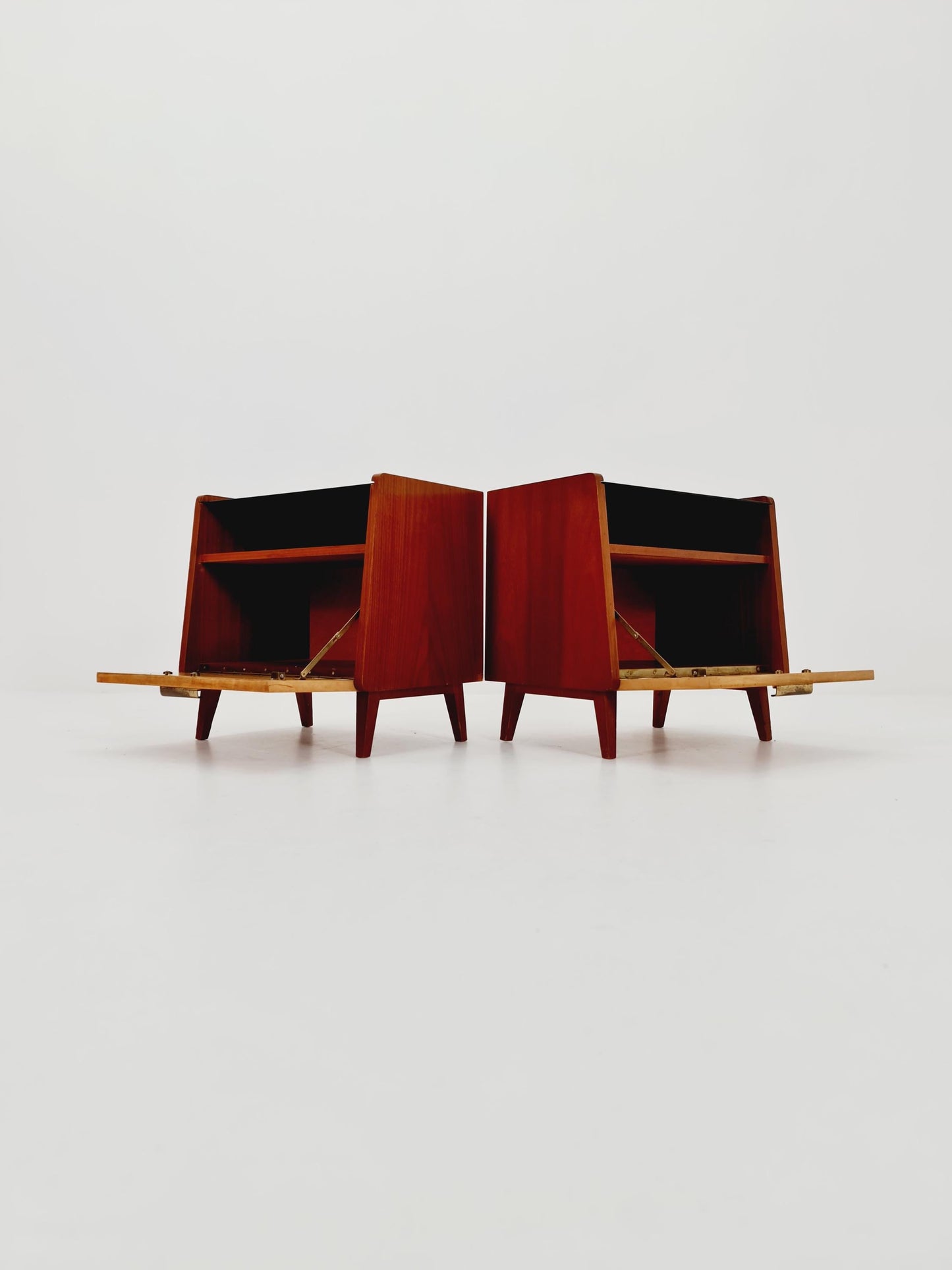 German Mid century nightstands/ bedside tables With Glass top BY WK Möbel , 1960s