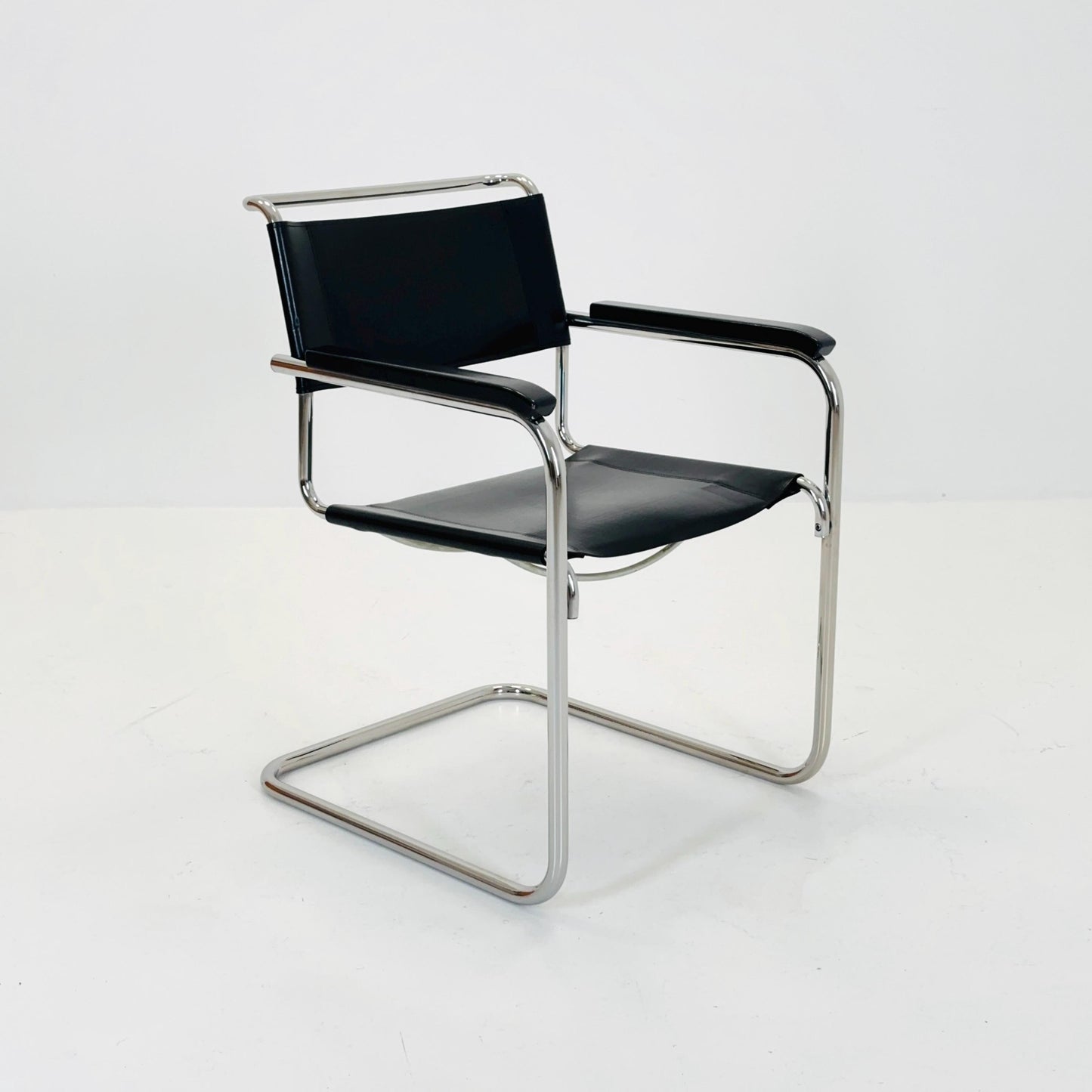 1 of 25 Bauhaus black leather iconic armchair by mart Stam for Thonet 1980s