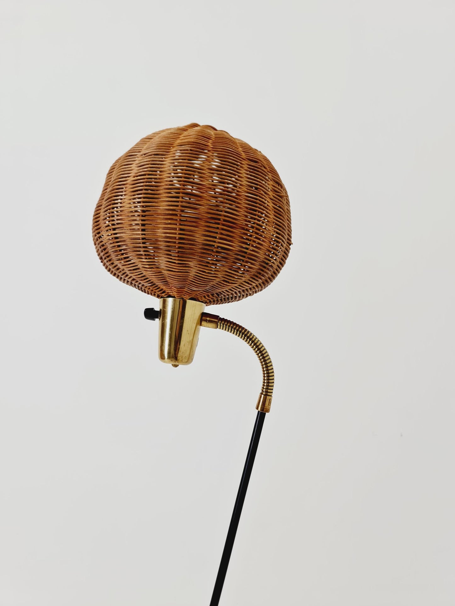 Super Rare floor lamp with Rattan shade by Bröderna Malmström, Sweden, 1950s