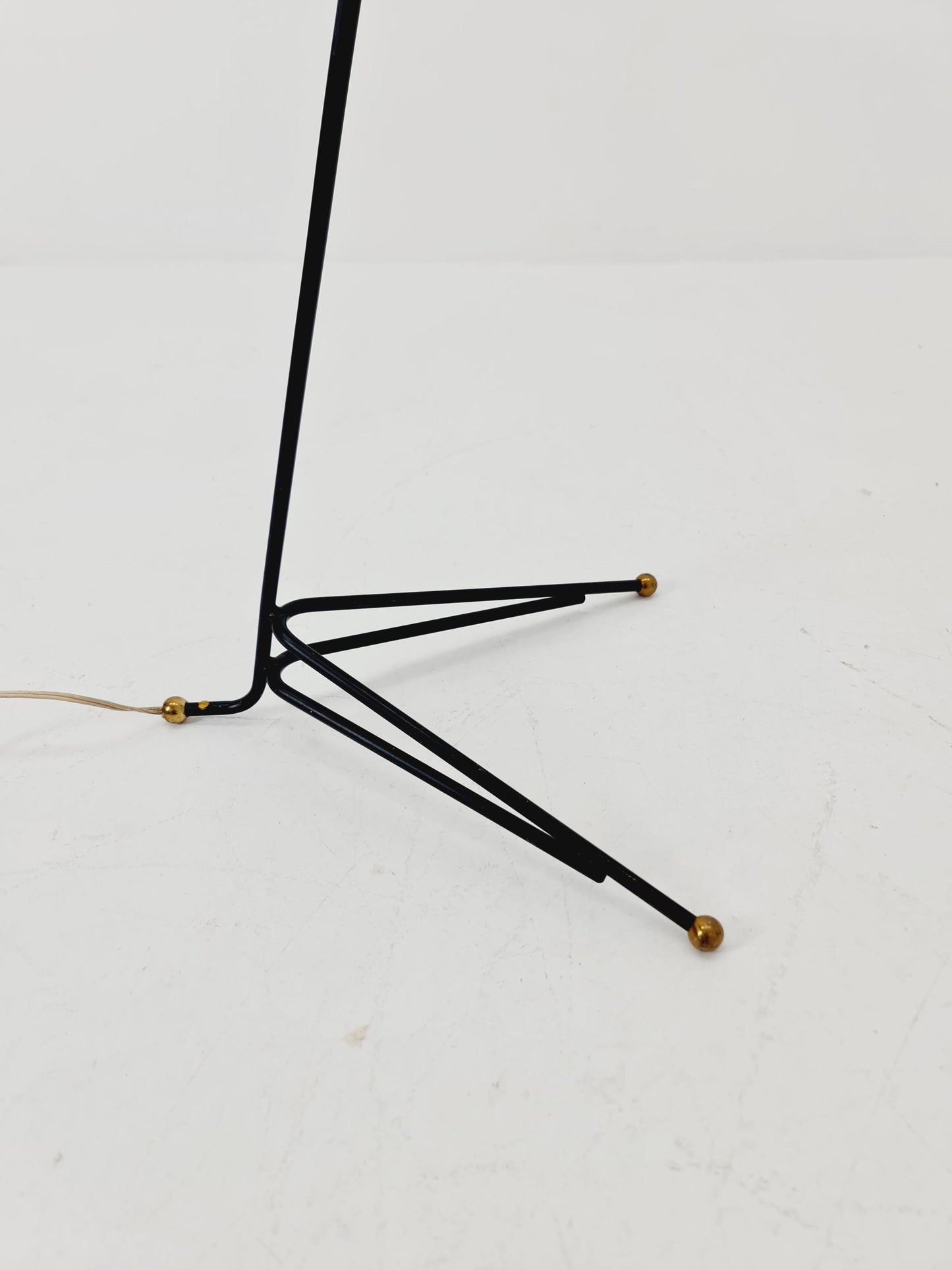 Super Rare floor lamp with Rattan shade by Bröderna Malmström, Sweden, 1950s