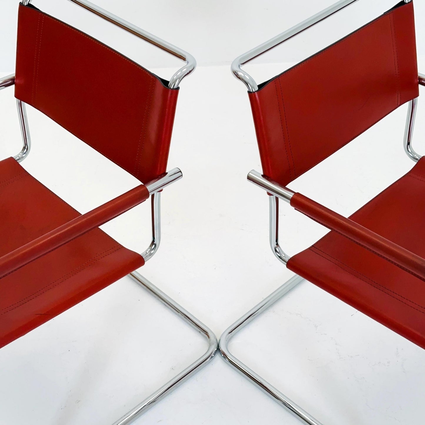 1 of 2 mid century Bauhaus S34 armchairs by Mart stam for Linea Veam Italy 1980s